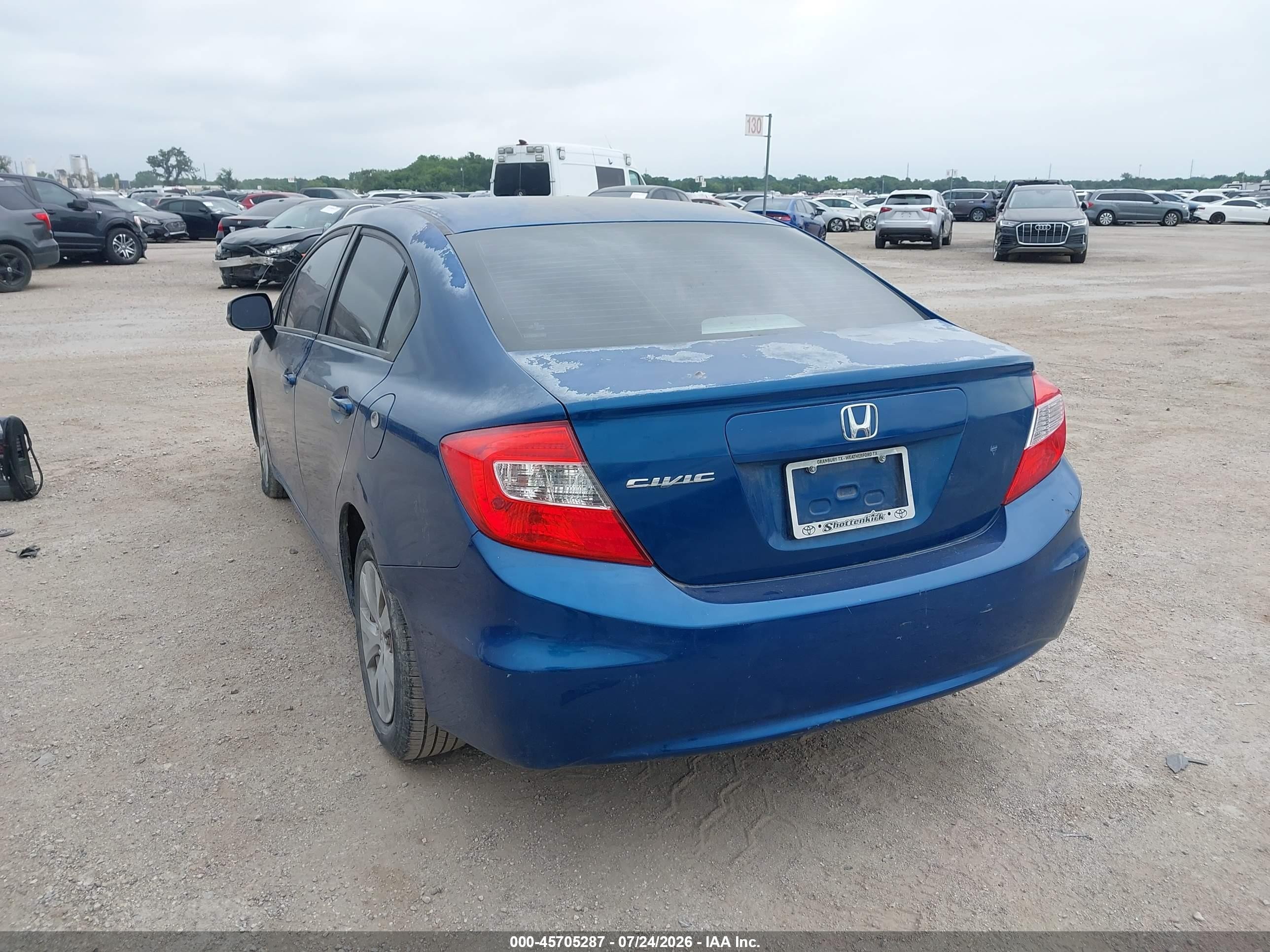 2012 Honda Civic Lx Blue vin: 2HGFB2F56CH535077
