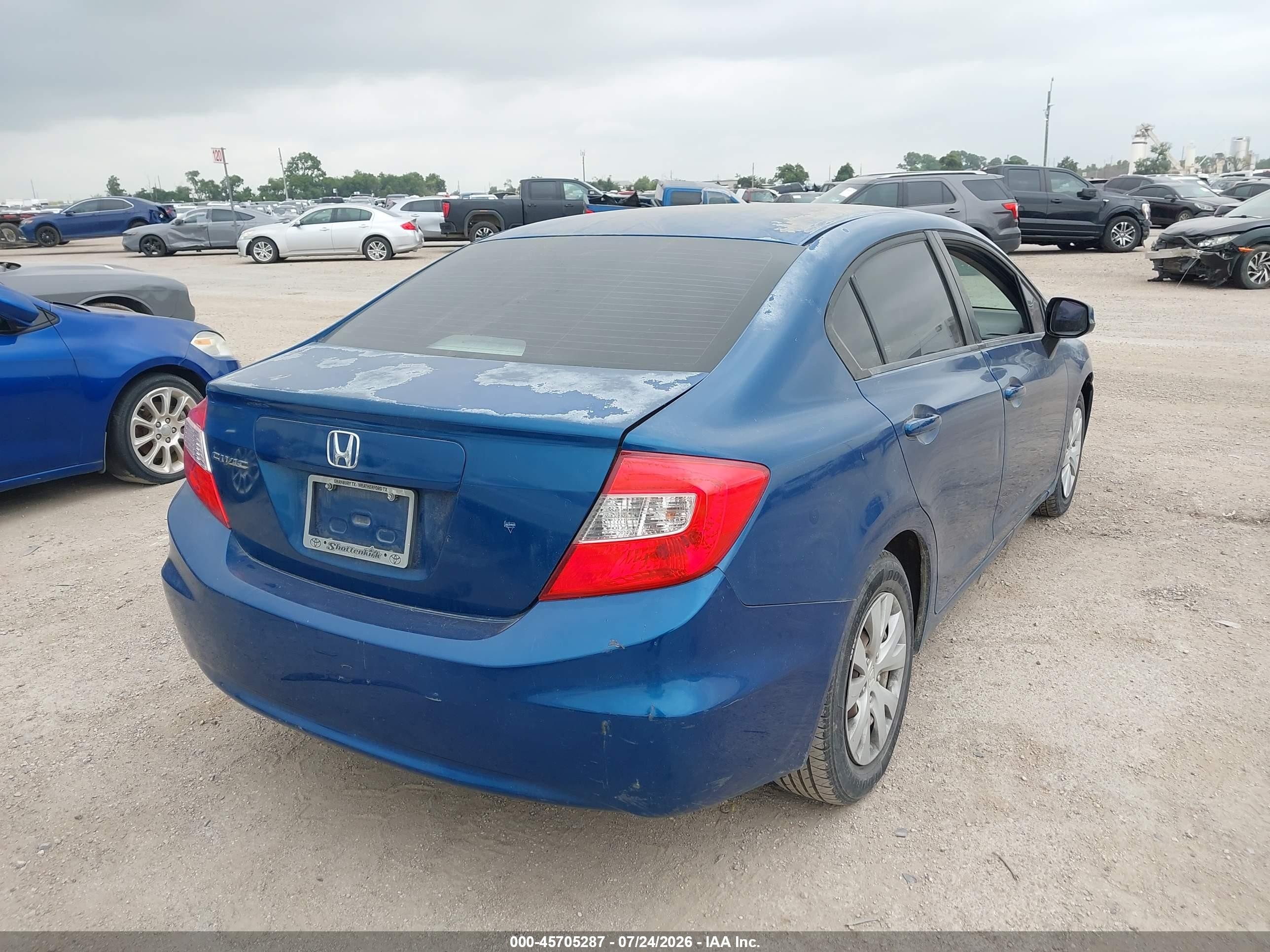 2012 Honda Civic Lx Blue vin: 2HGFB2F56CH535077