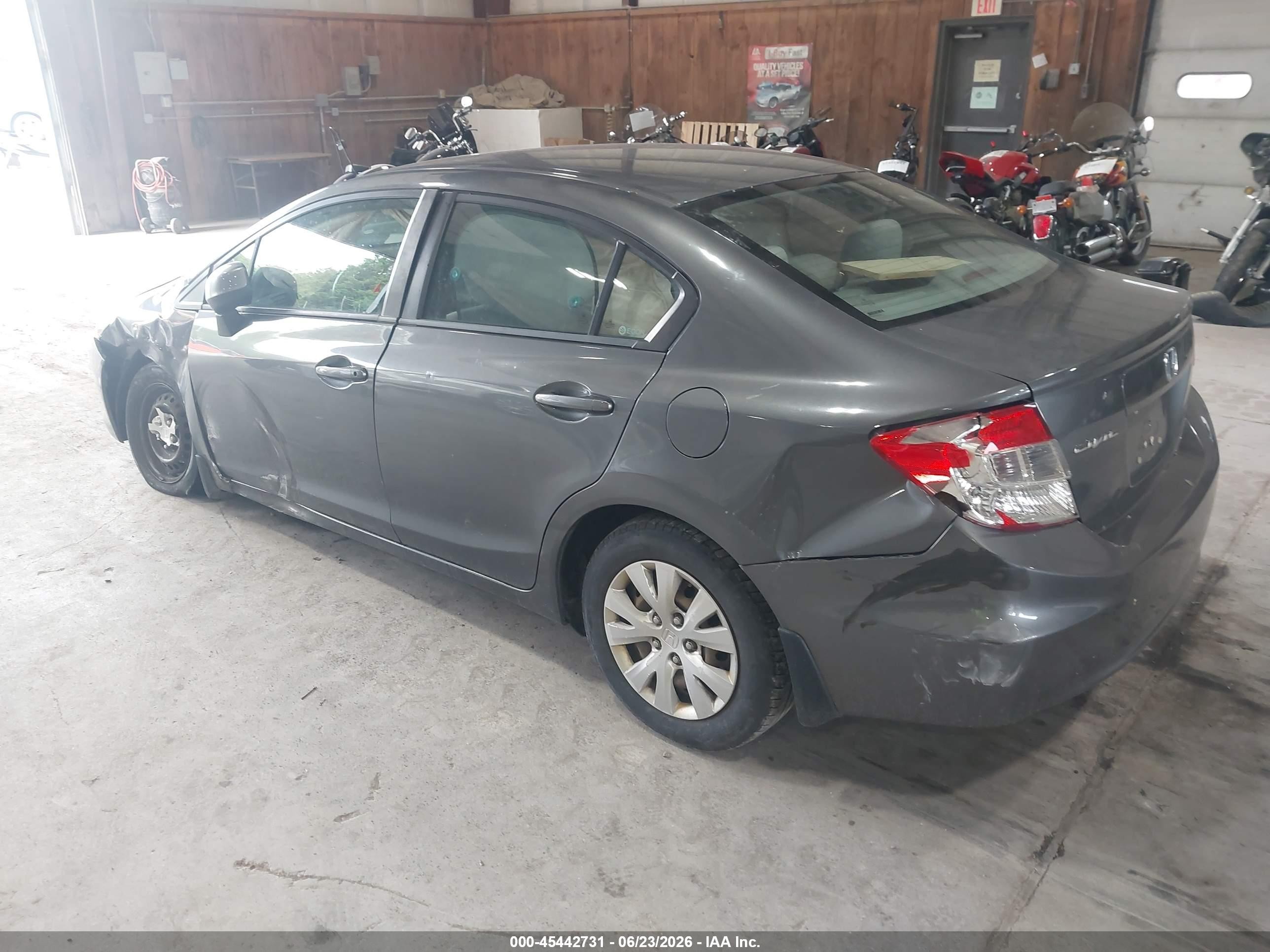 2012 Honda Civic Lx Gray vin: 2HGFB2F56CH558097