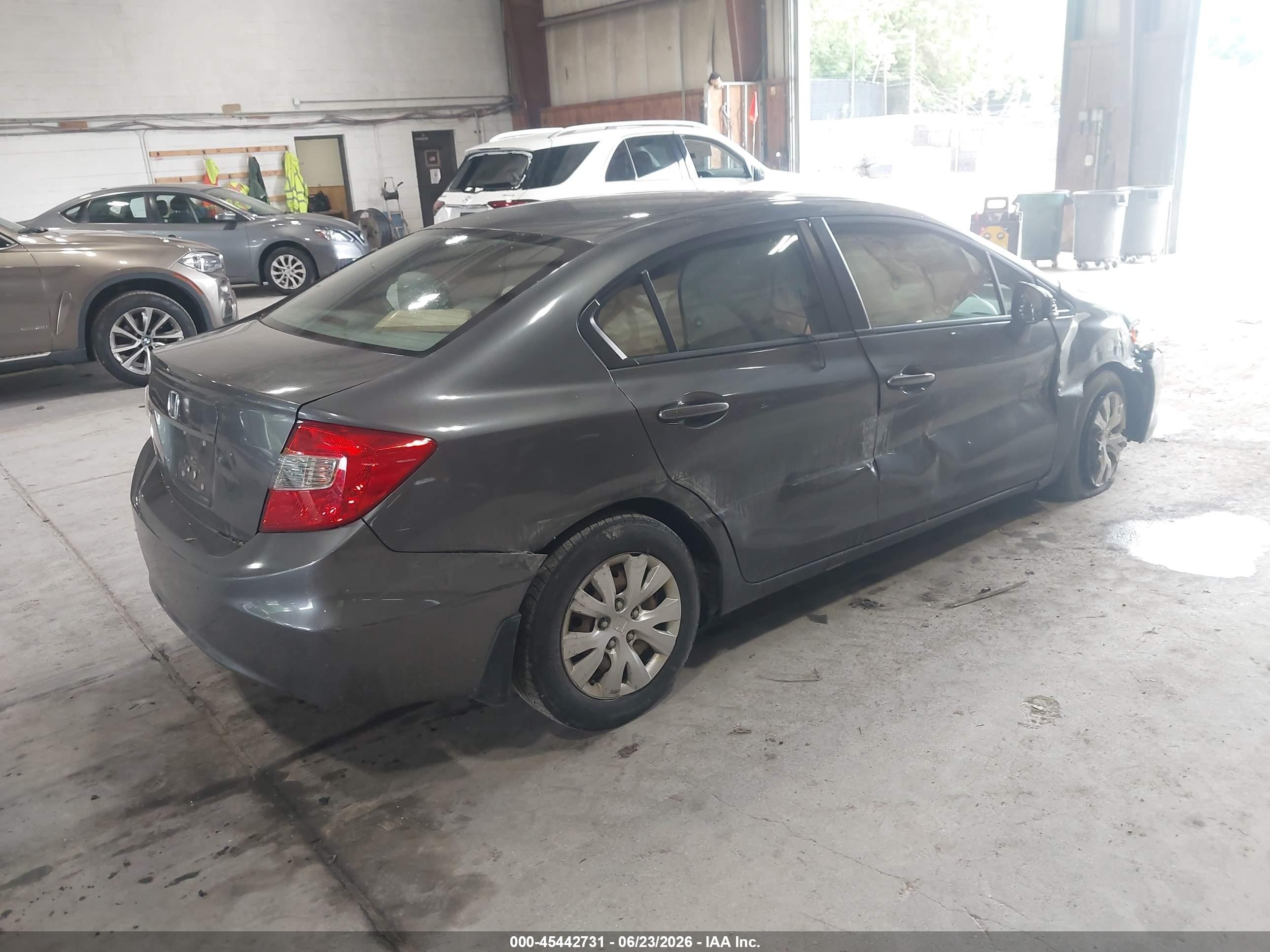 2012 Honda Civic Lx Gray vin: 2HGFB2F56CH558097