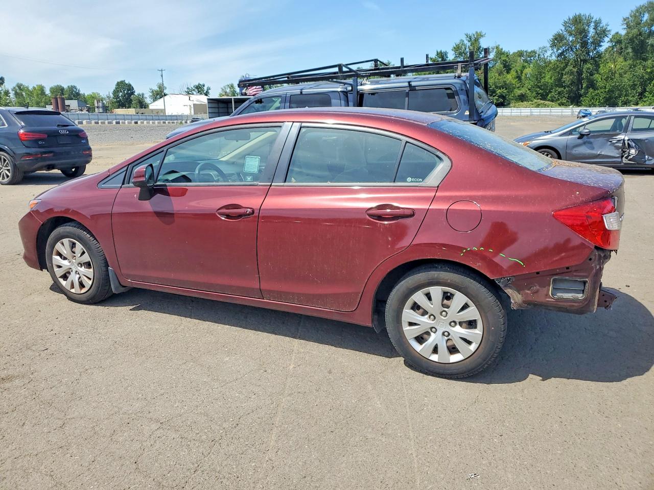 2012 Honda Civic Lx Burgundy vin: 2HGFB2F56CH592444