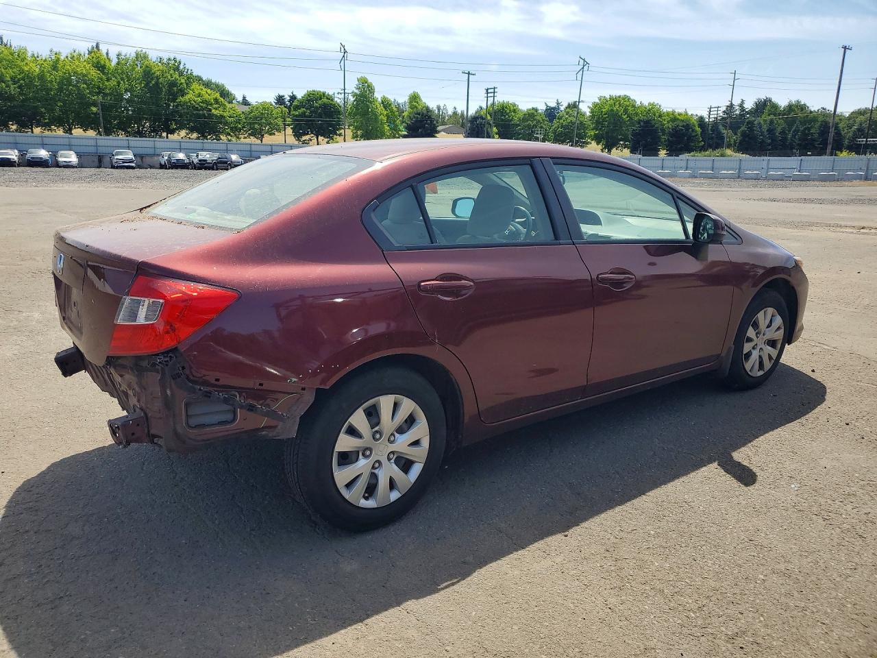 2012 Honda Civic Lx Burgundy vin: 2HGFB2F56CH592444