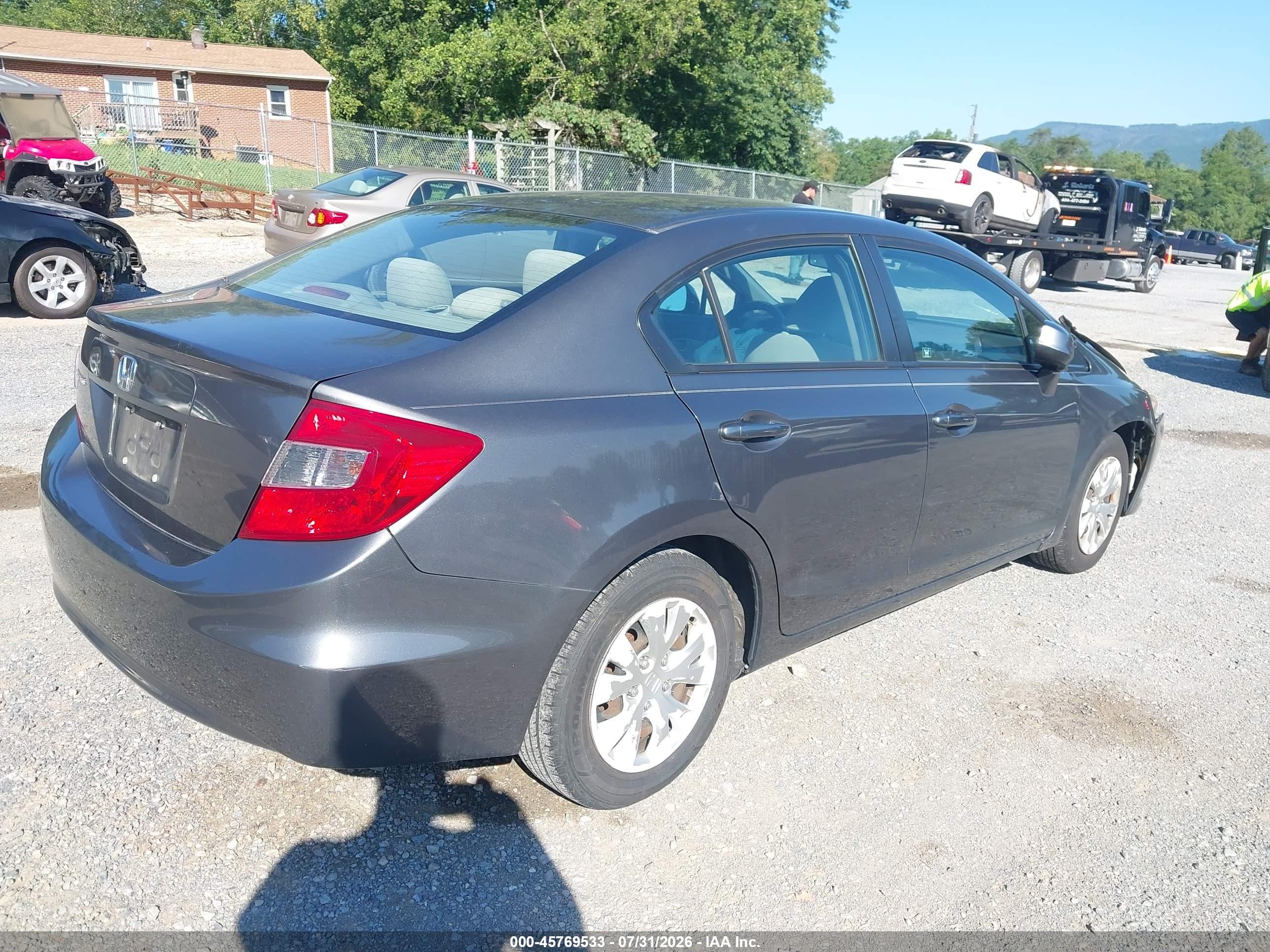 2012 Honda Civic Lx Gray vin: 2HGFB2F56CH603085