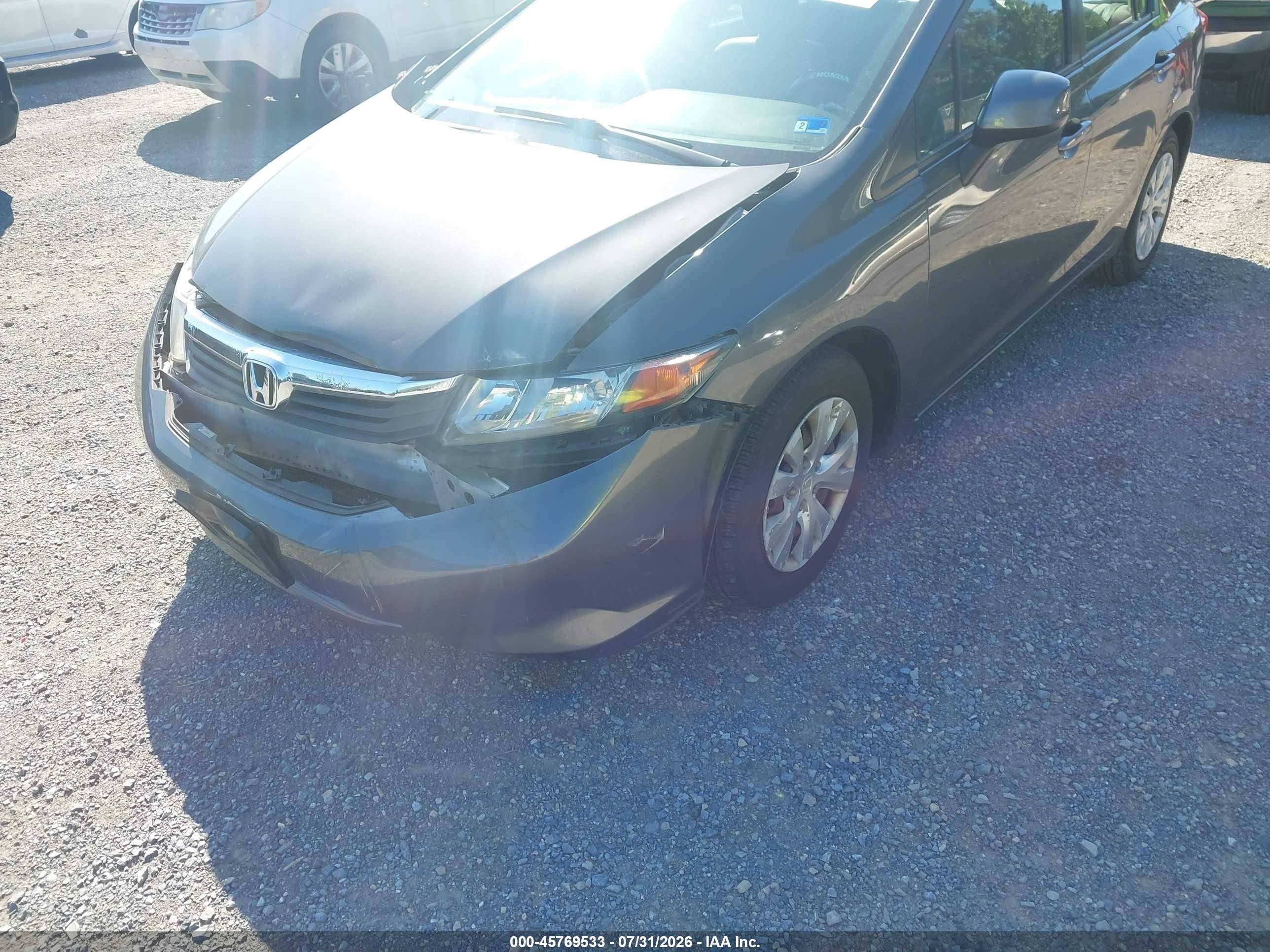 2012 Honda Civic Lx Gray vin: 2HGFB2F56CH603085
