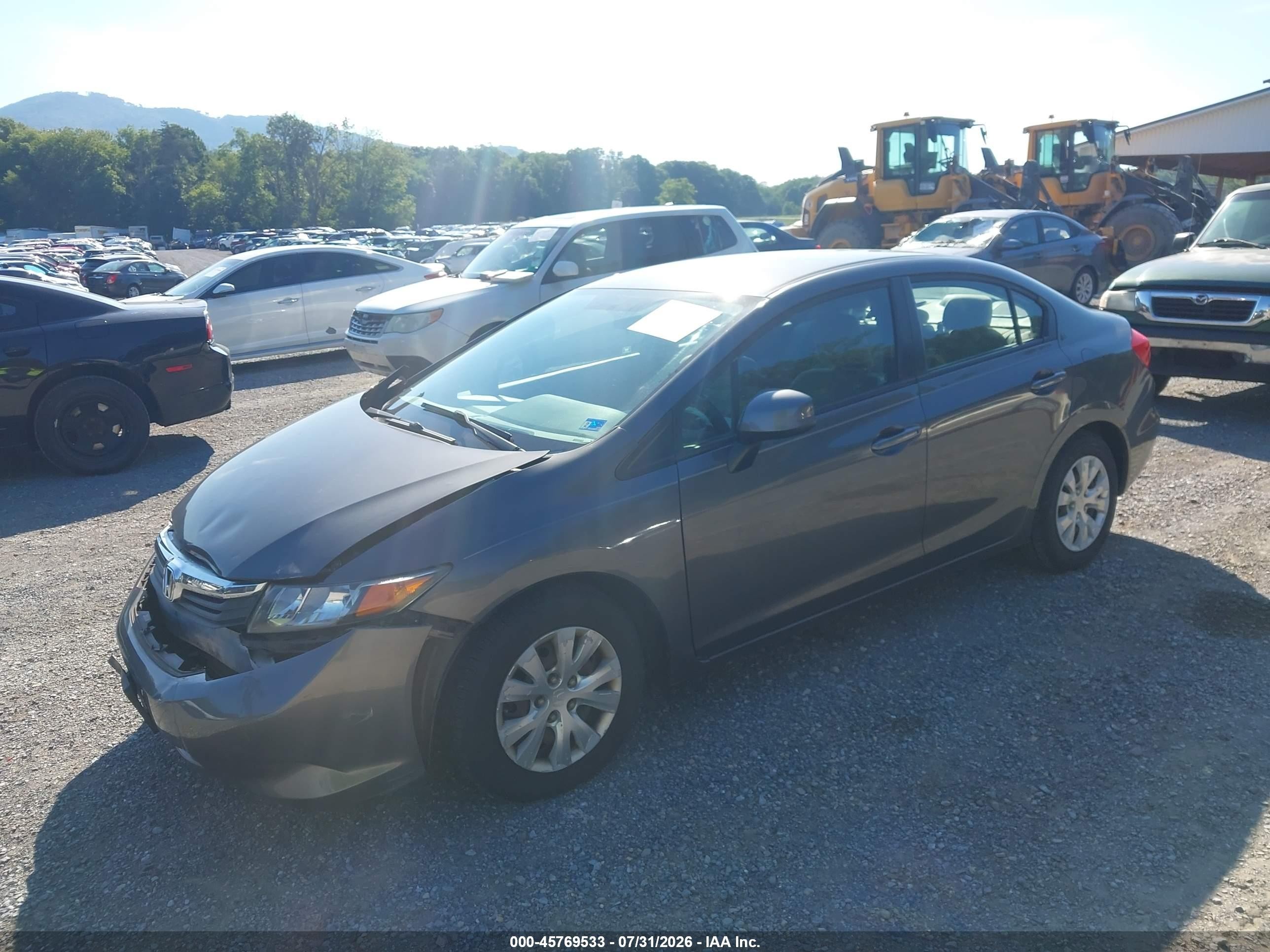 2012 Honda Civic Lx Gray vin: 2HGFB2F56CH603085