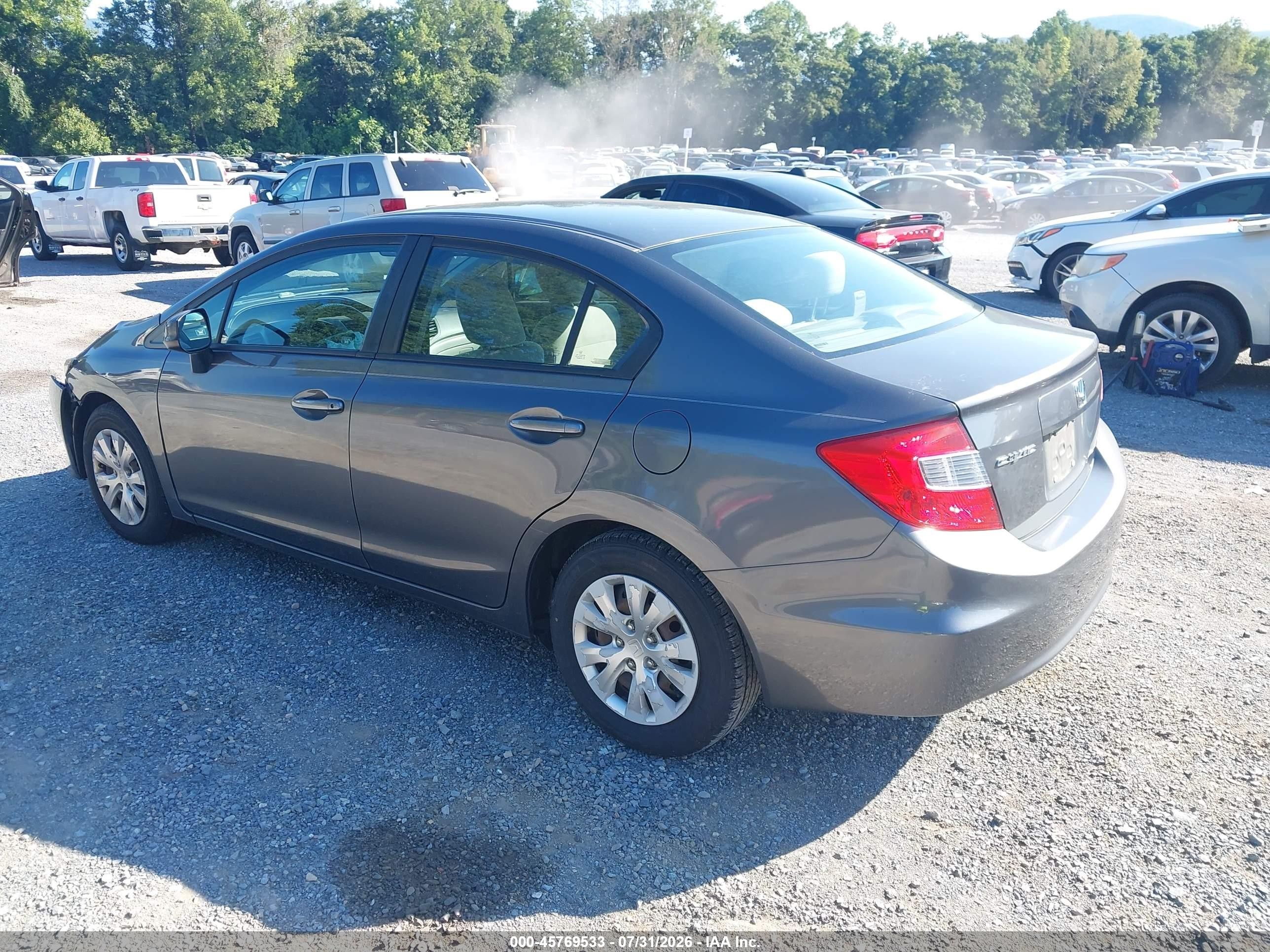2012 Honda Civic Lx Gray vin: 2HGFB2F56CH603085