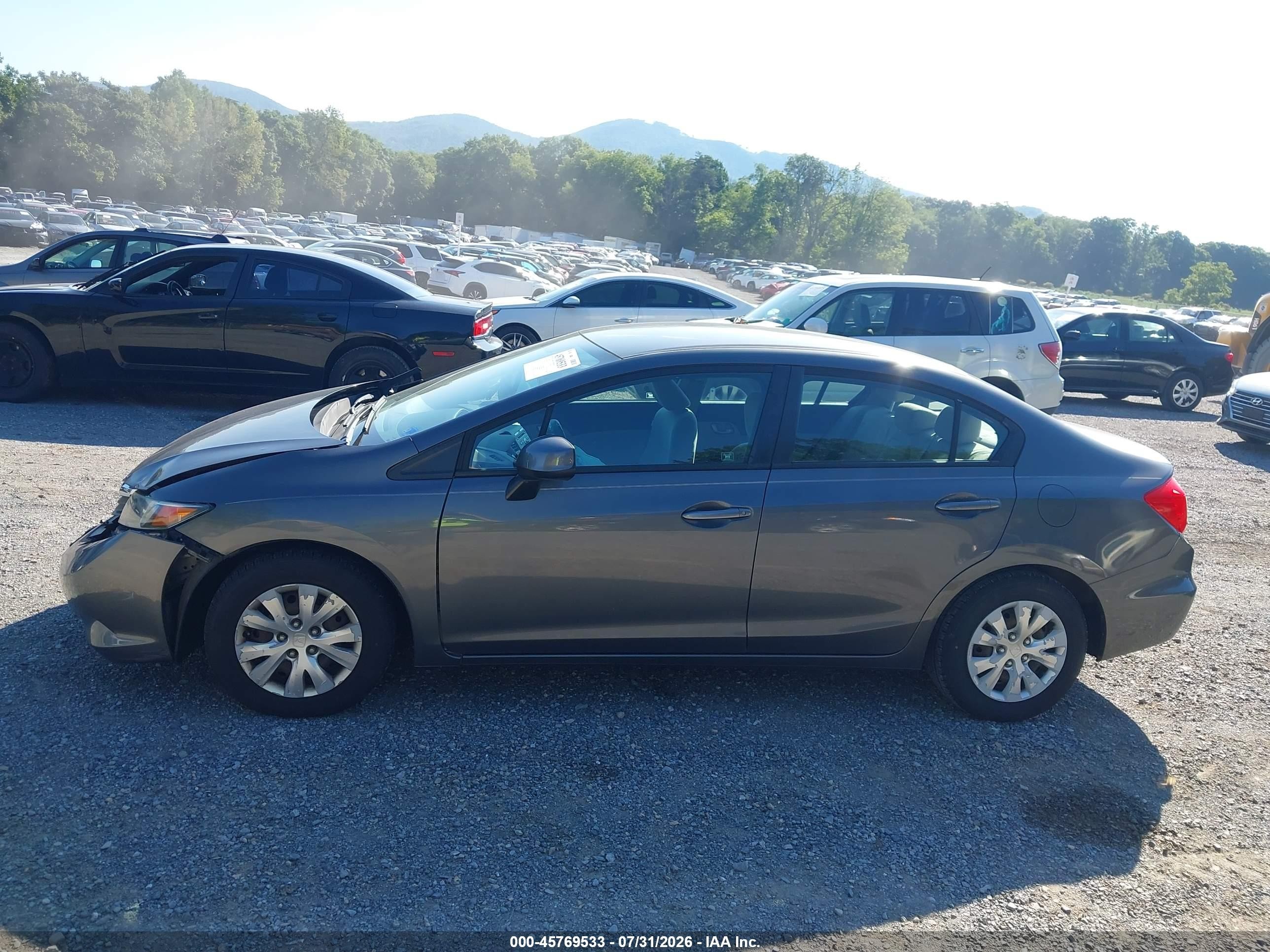2012 Honda Civic Lx Gray vin: 2HGFB2F56CH603085
