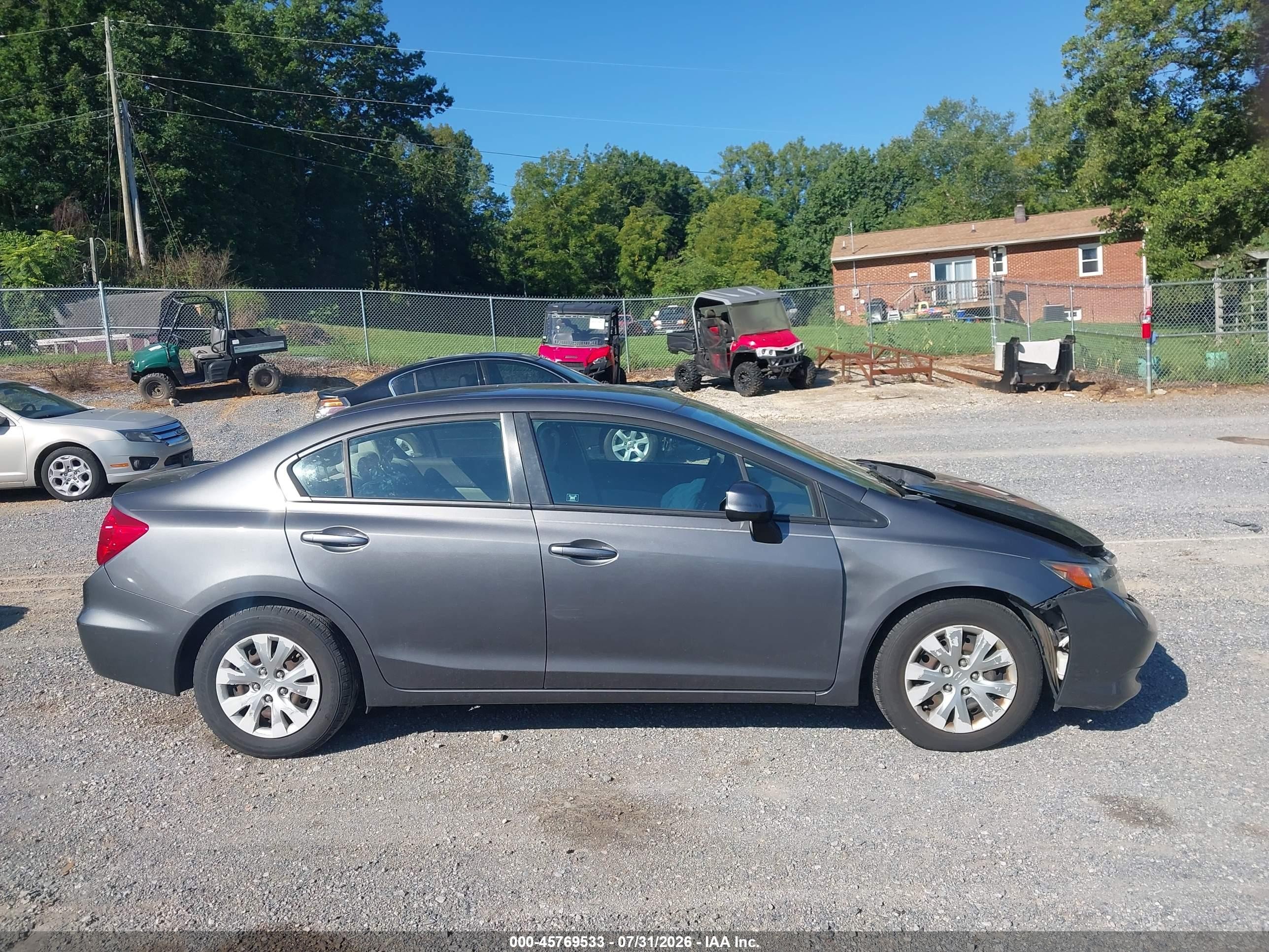 2012 Honda Civic Lx Gray vin: 2HGFB2F56CH603085