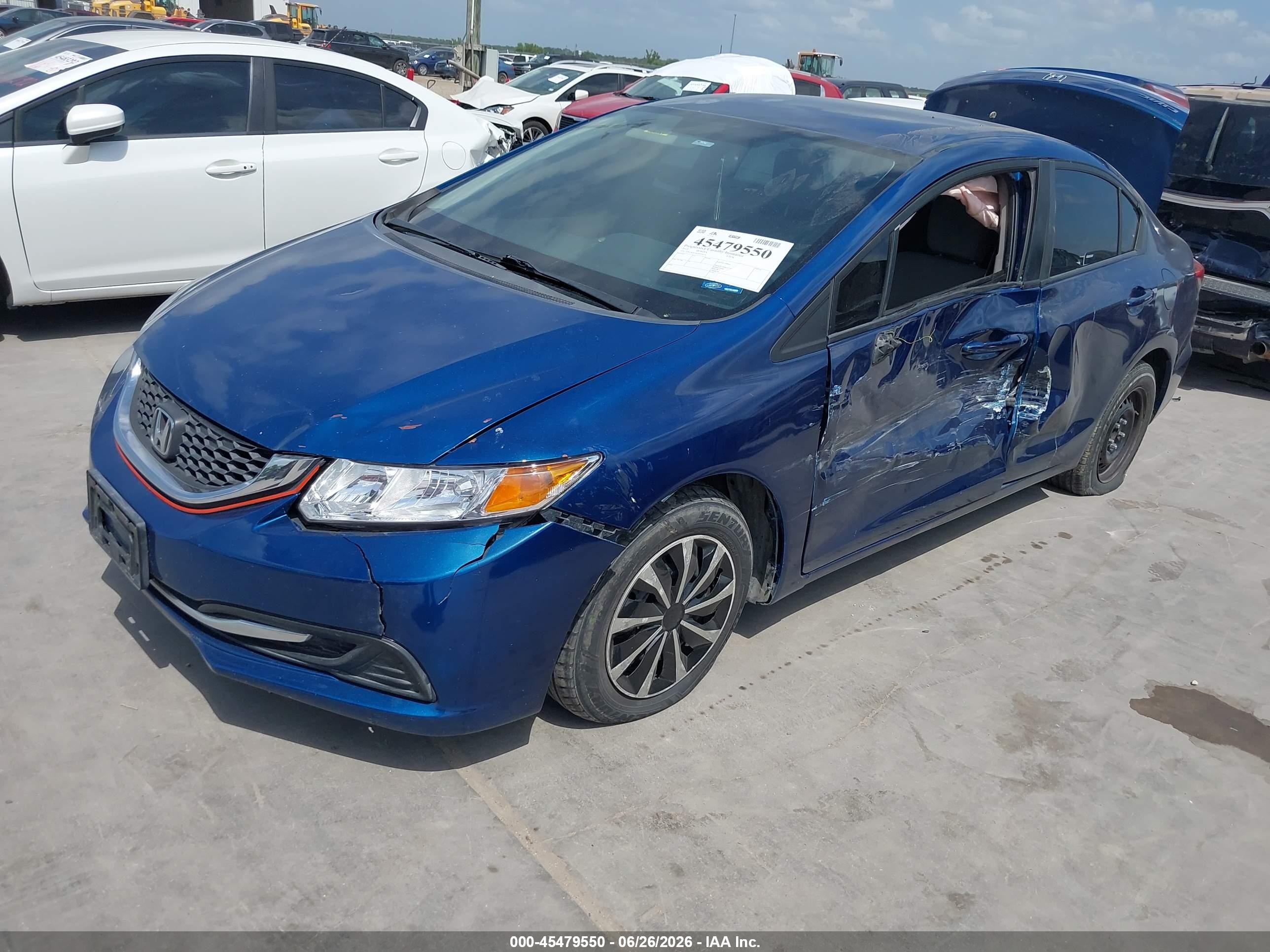 2013 Honda Civic Lx Blue vin: 2HGFB2F56DH526154