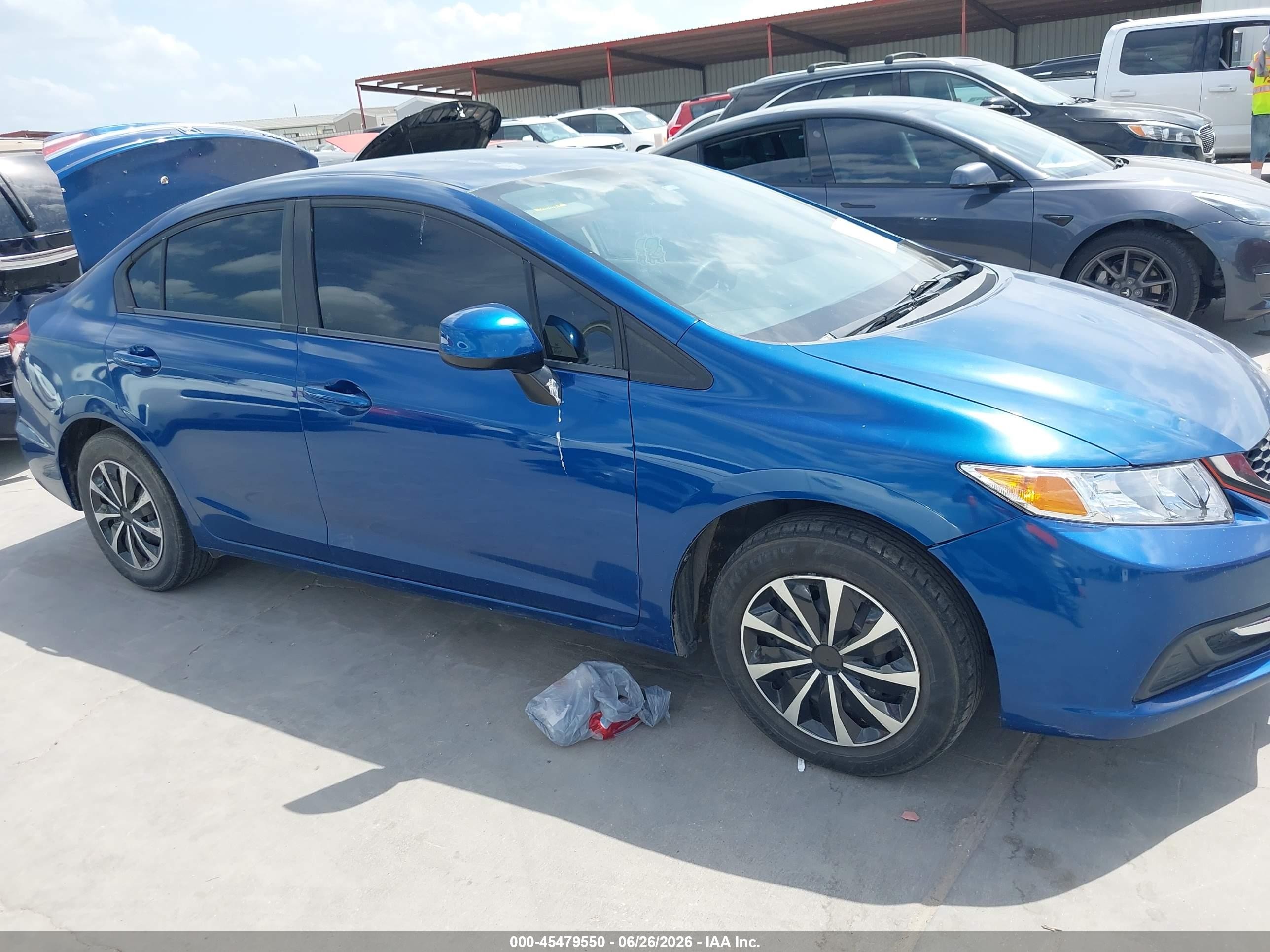 2013 Honda Civic Lx Blue vin: 2HGFB2F56DH526154