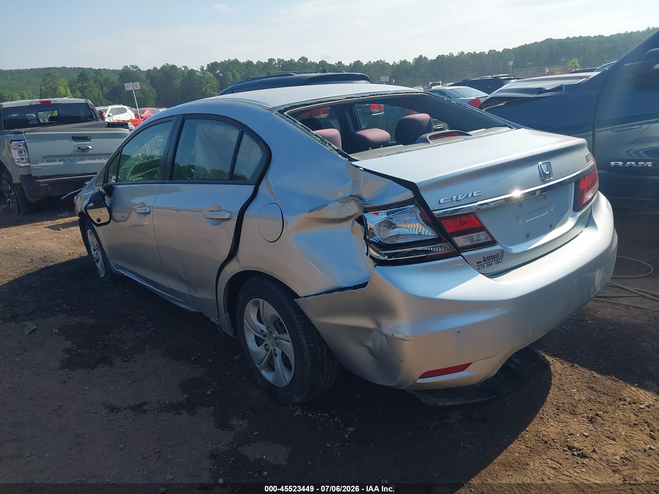 2013 Honda Civic Lx Gray vin: 2HGFB2F56DH554567
