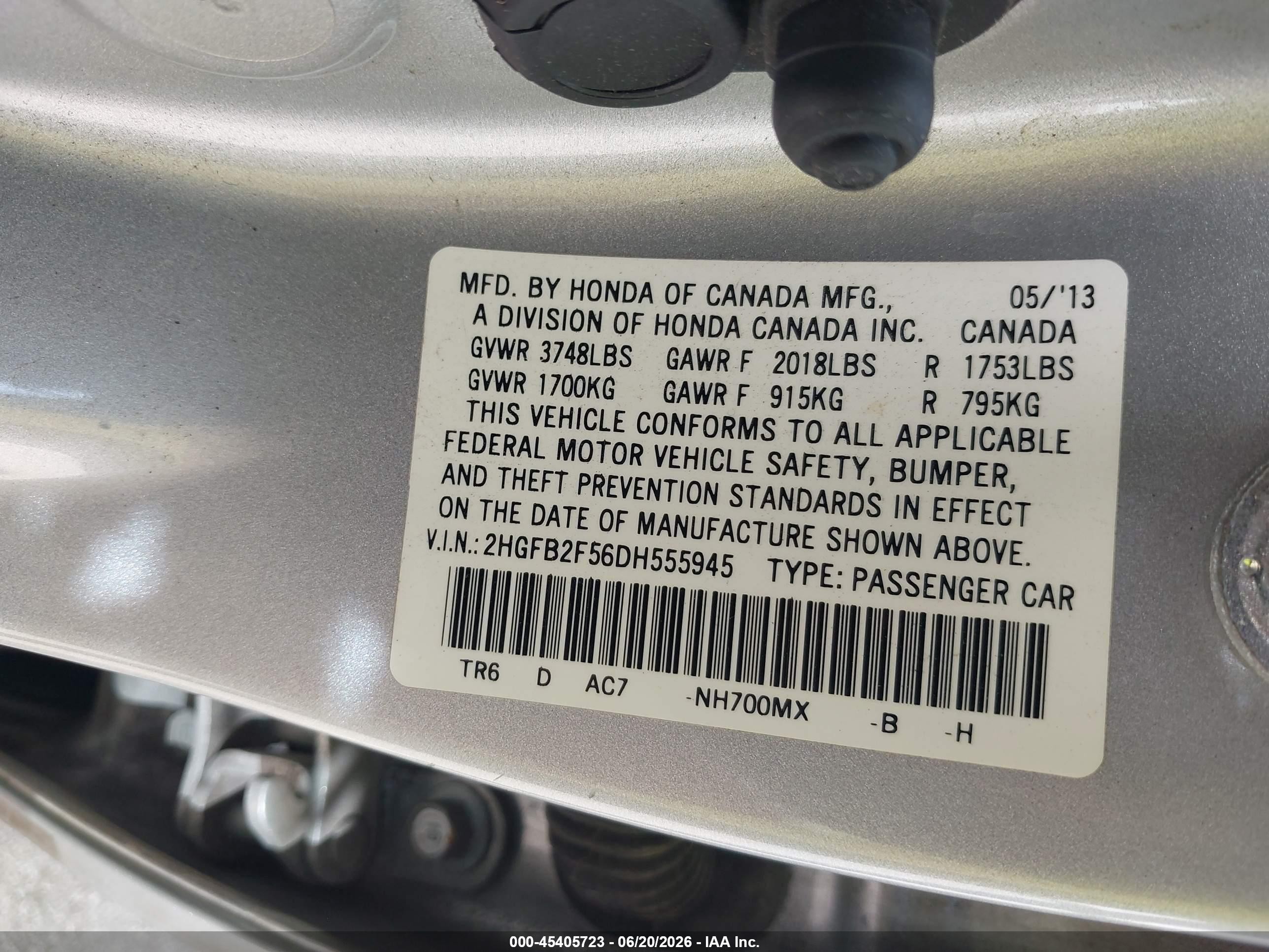 2013 Honda Civic Lx Silver vin: 2HGFB2F56DH555945