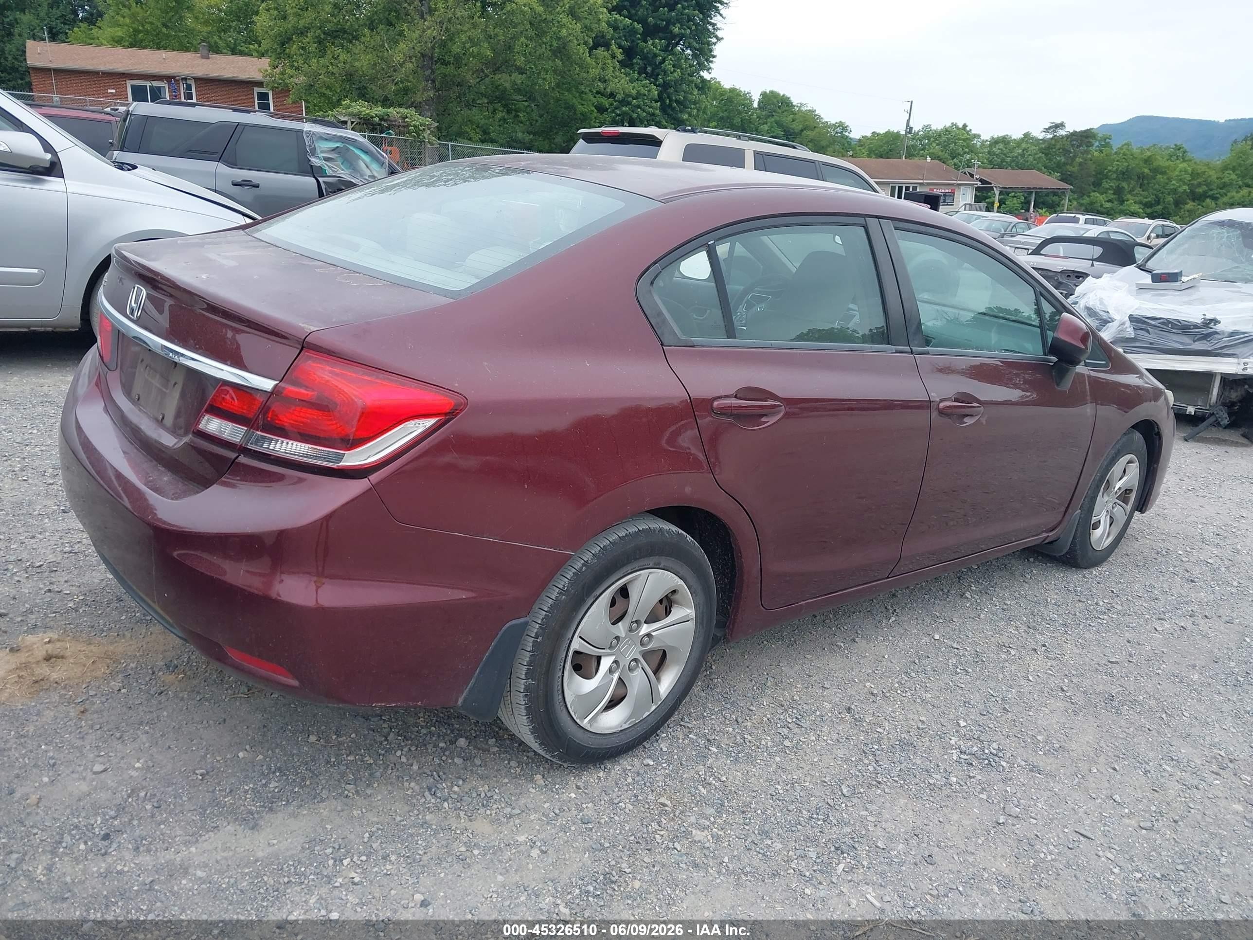 2013 Honda Civic Lx Red vin: 2HGFB2F56DH583258
