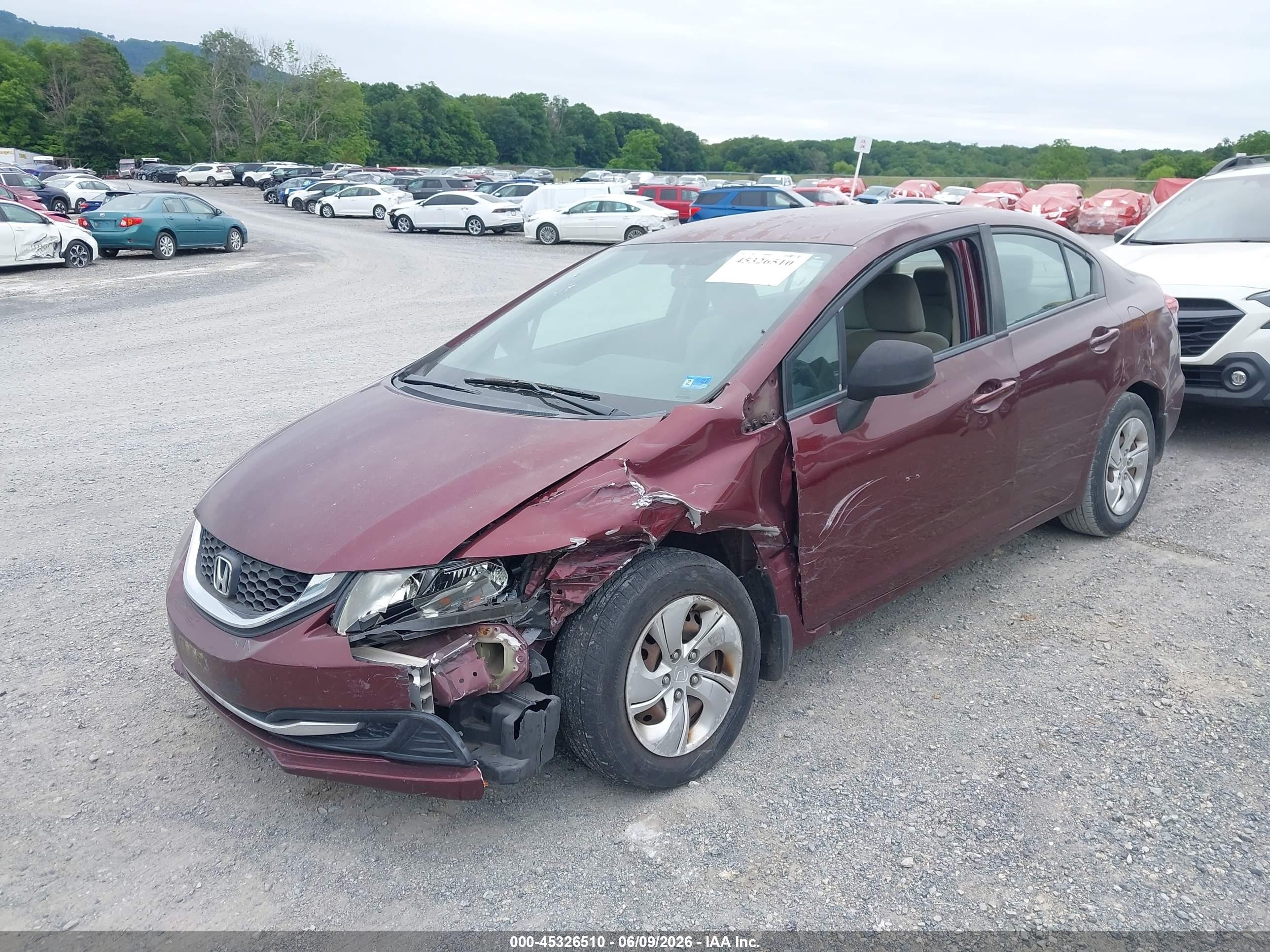 2013 Honda Civic Lx Red vin: 2HGFB2F56DH583258
