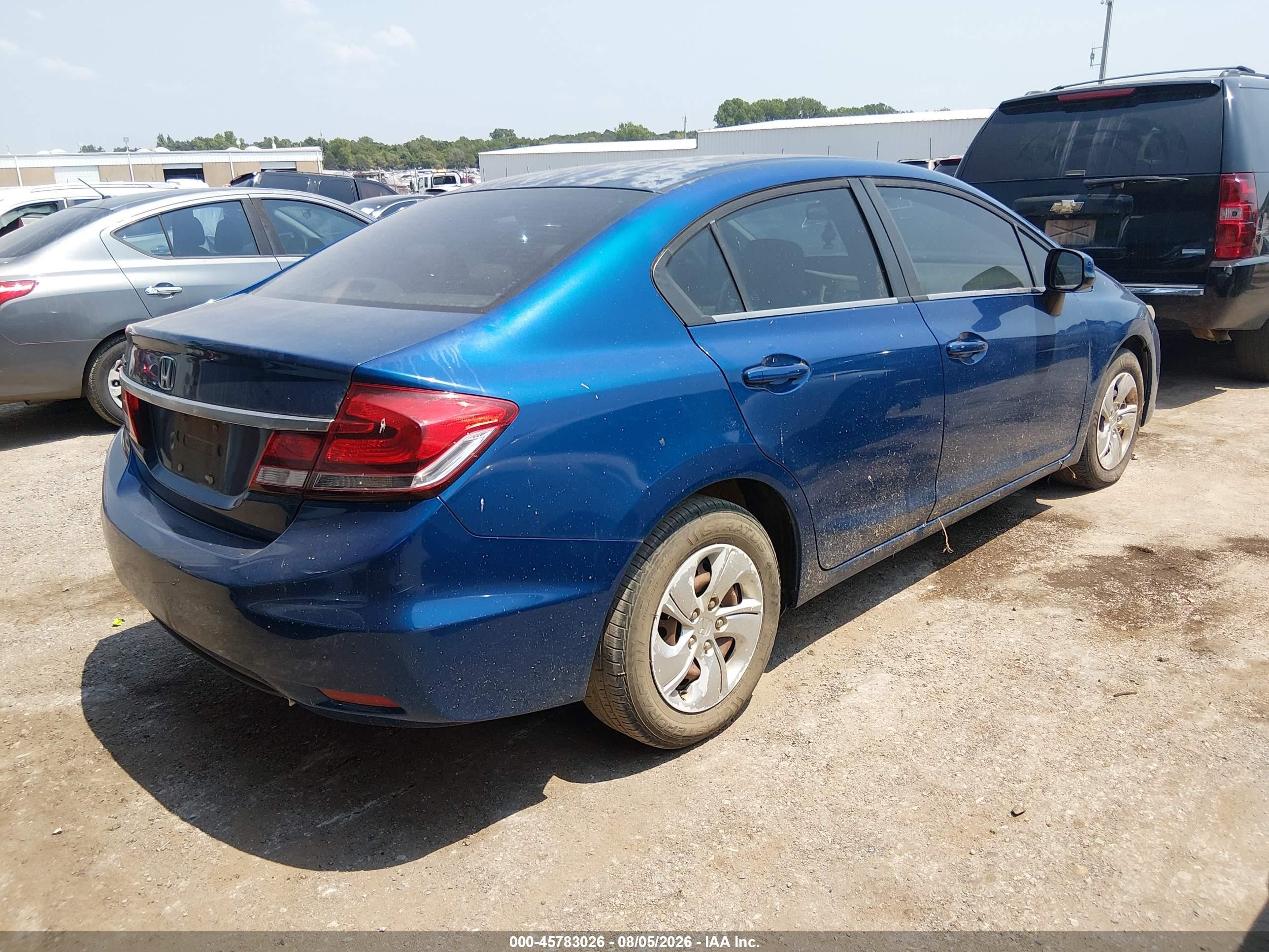 2013 Honda Civic Lx Blue vin: 2HGFB2F56DH585334