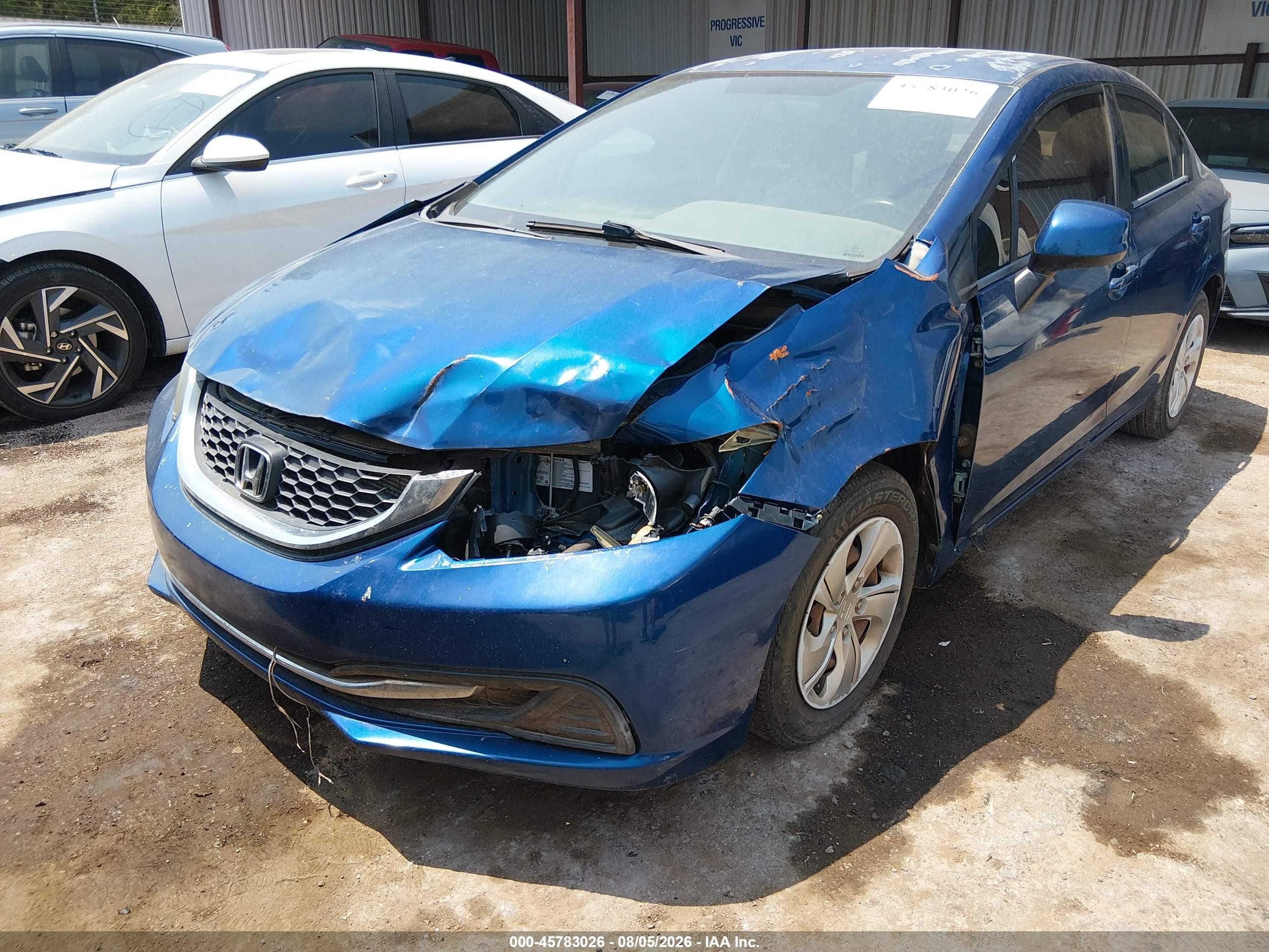 2013 Honda Civic Lx Blue vin: 2HGFB2F56DH585334