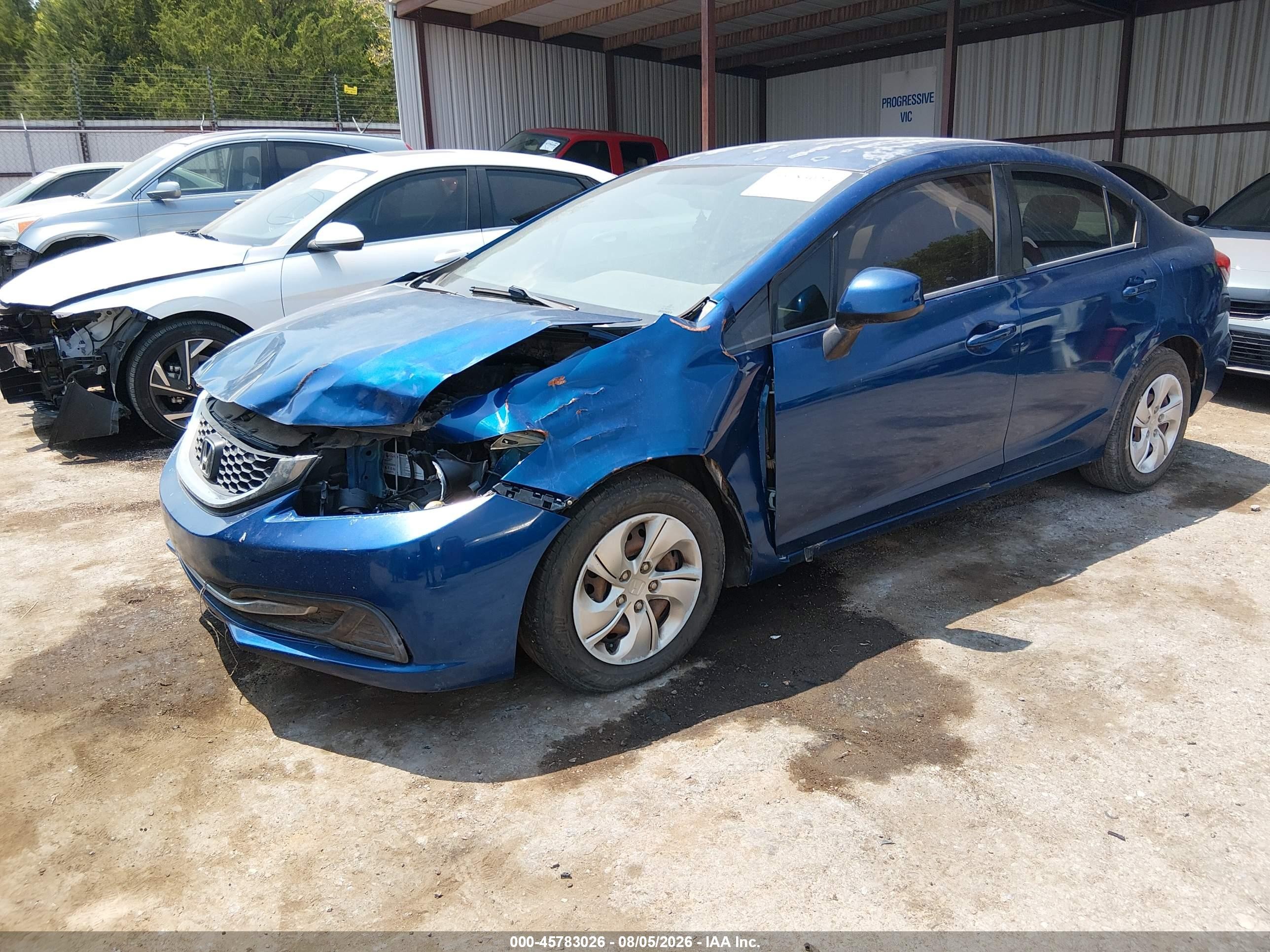 2013 Honda Civic Lx Blue vin: 2HGFB2F56DH585334