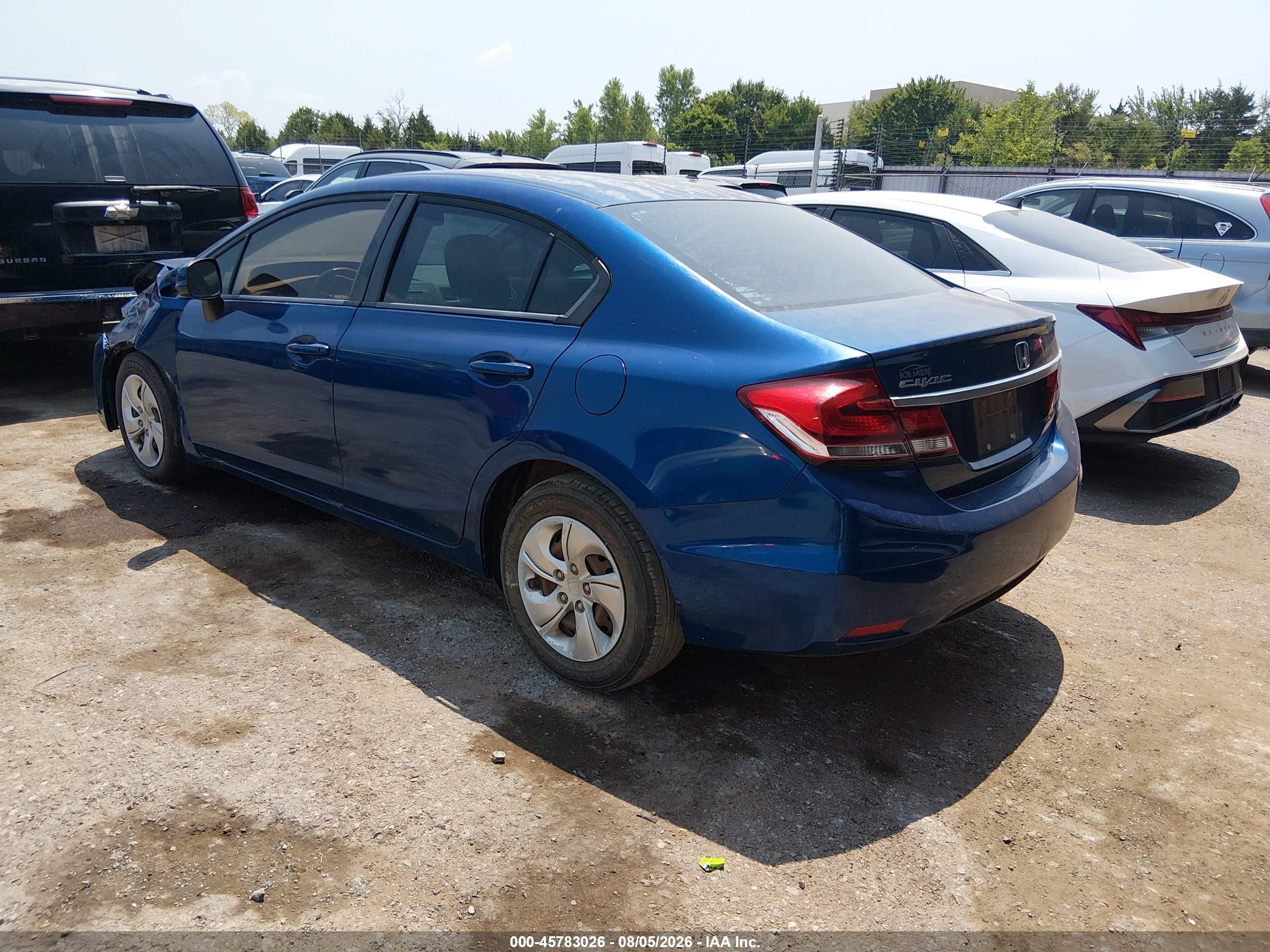 2013 Honda Civic Lx Blue vin: 2HGFB2F56DH585334