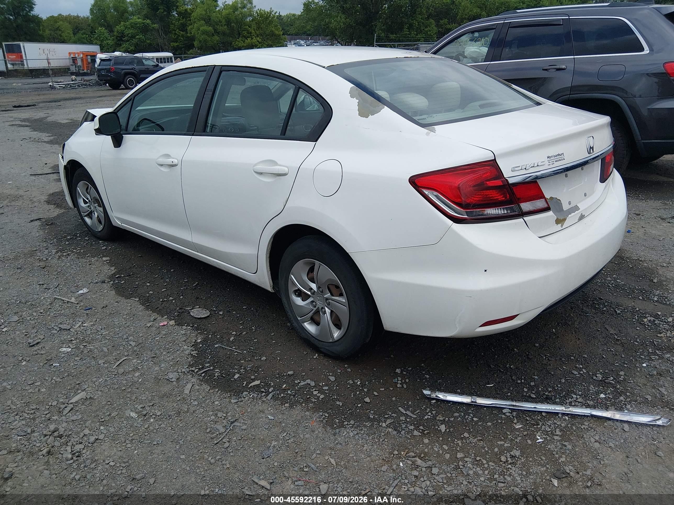 2013 Honda Civic Lx White vin: 2HGFB2F56DH596284