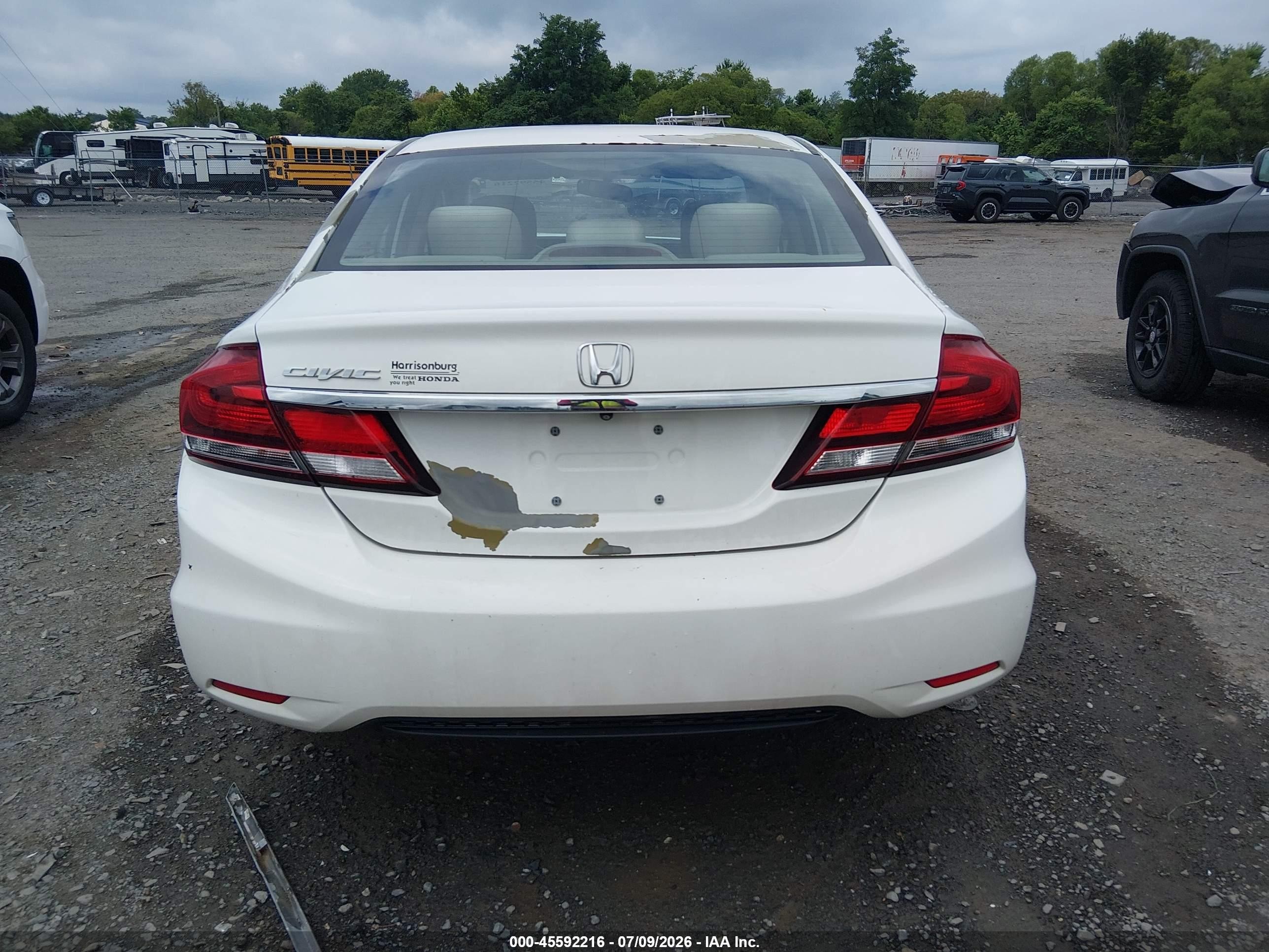 2013 Honda Civic Lx White vin: 2HGFB2F56DH596284