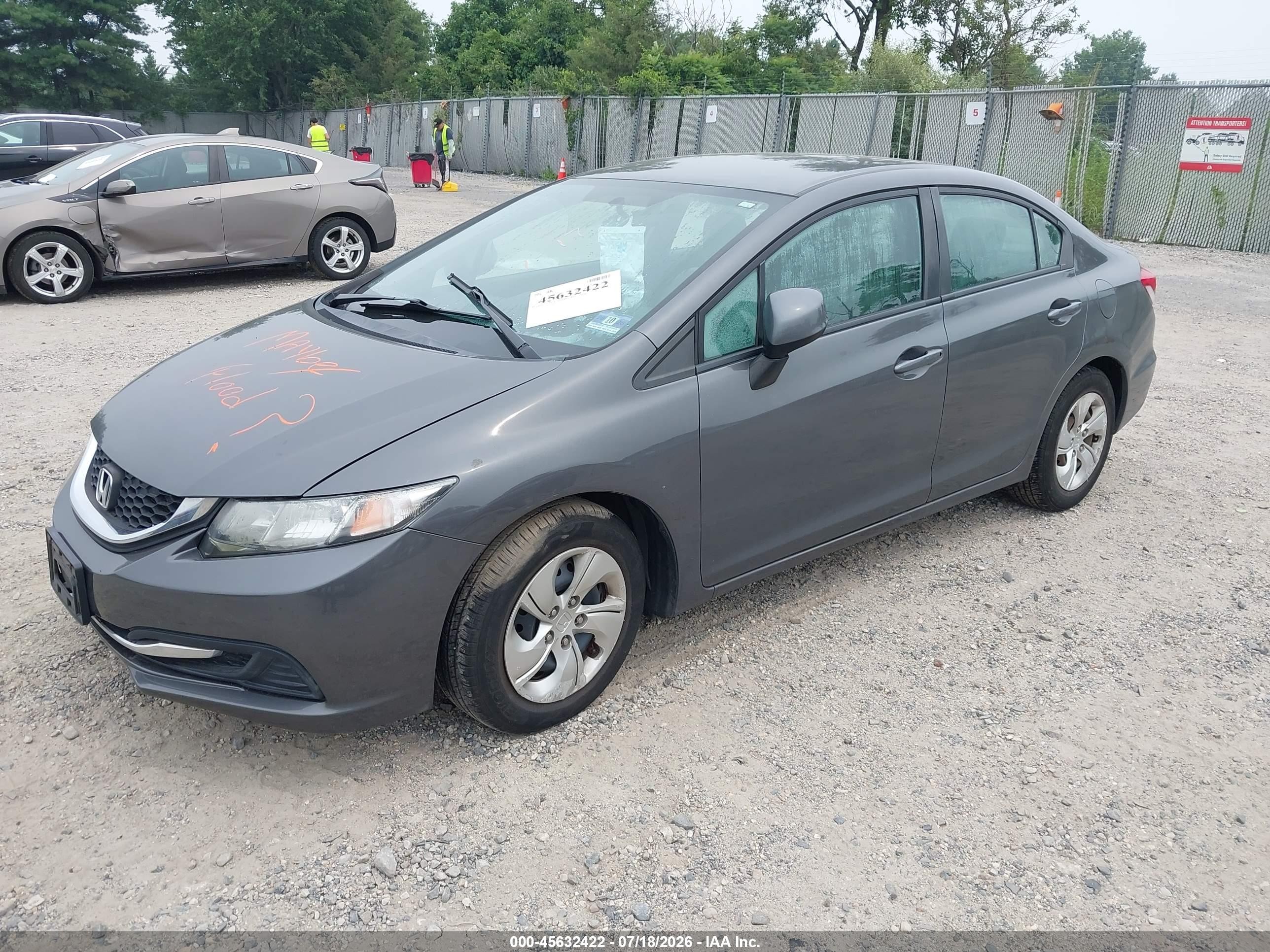 2013 Honda Civic Lx Gray vin: 2HGFB2F56DH598553