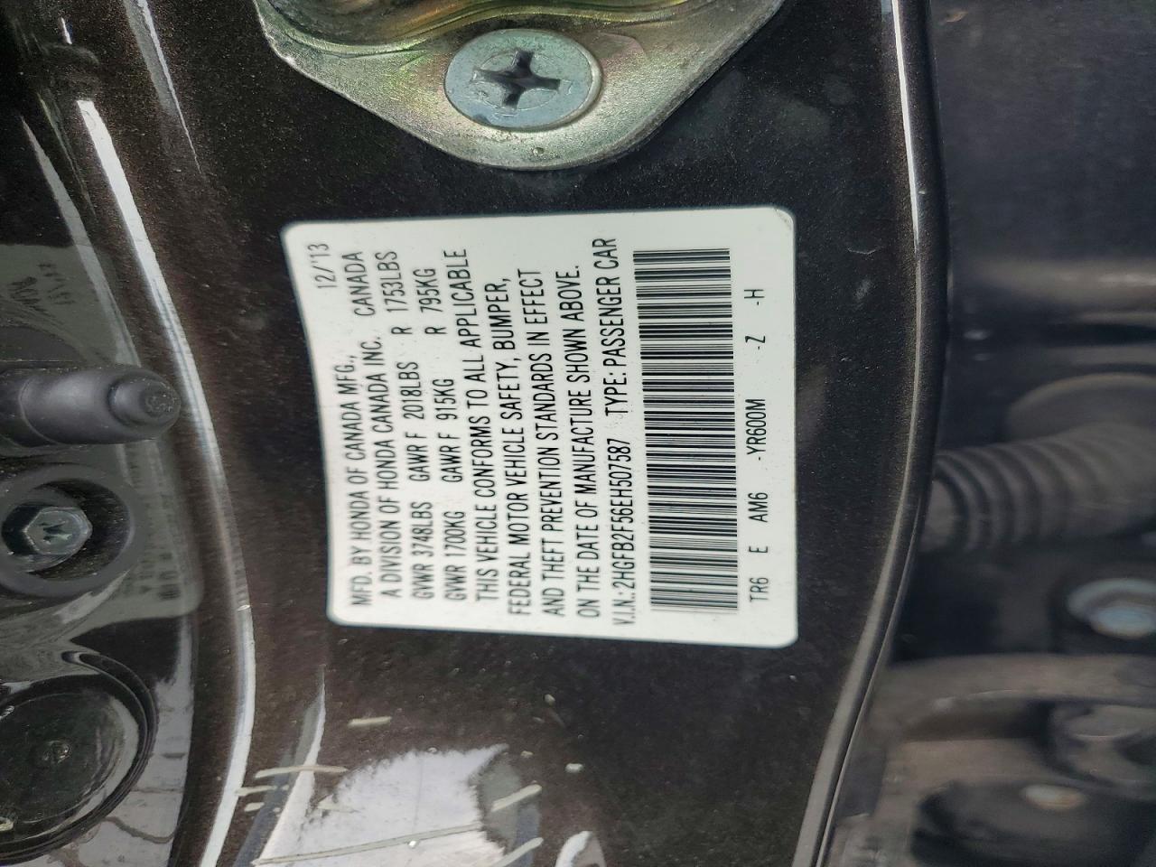 2014 Honda Civic Lx Коричневый vin: 2HGFB2F56EH507587