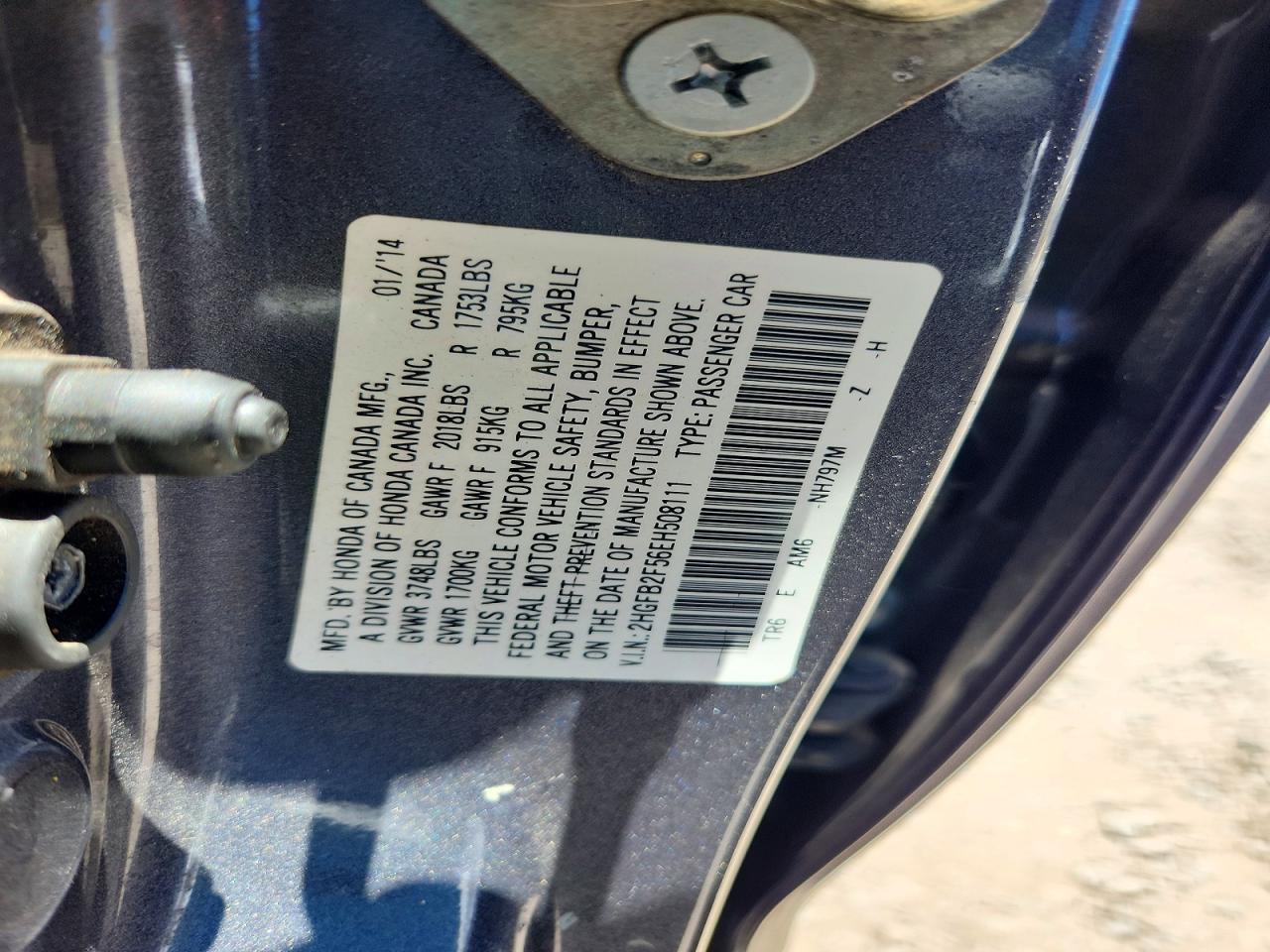 2014 Honda Civic Lx Charcoal vin: 2HGFB2F56EH508111
