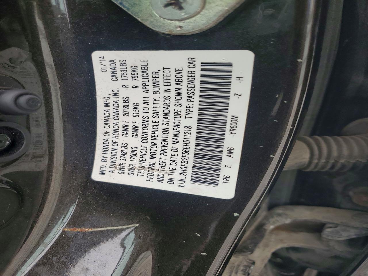 2014 Honda Civic Lx Brown vin: 2HGFB2F56EH511218