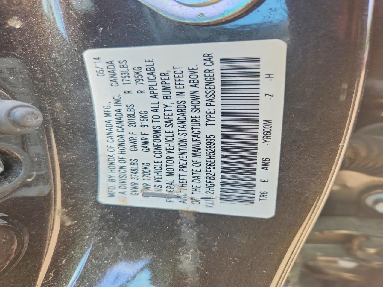2014 Honda Civic Lx Gray vin: 2HGFB2F56EH526995