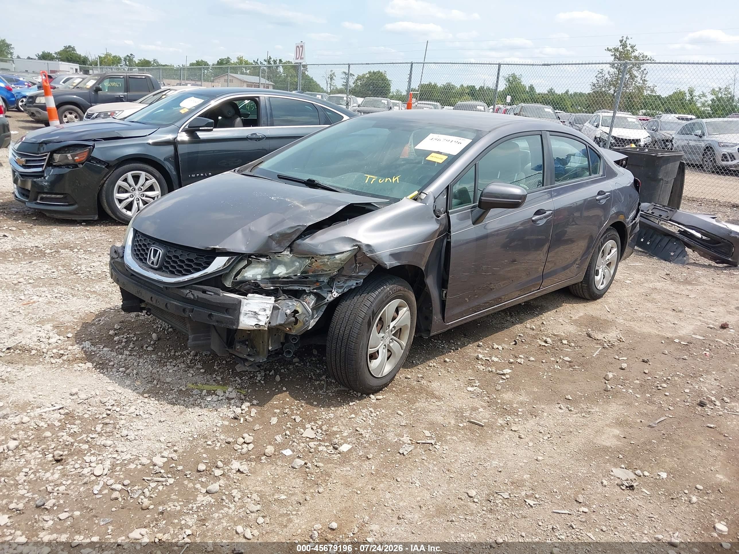 2014 Honda Civic Lx Серый vin: 2HGFB2F56EH545871