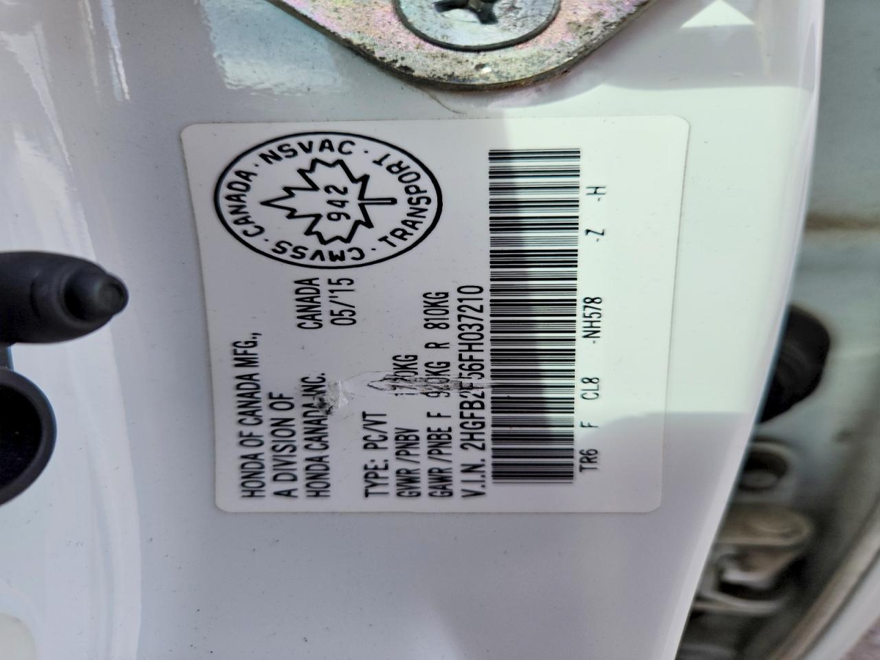 2015 Honda Civic Lx White vin: 2HGFB2F56FH037210