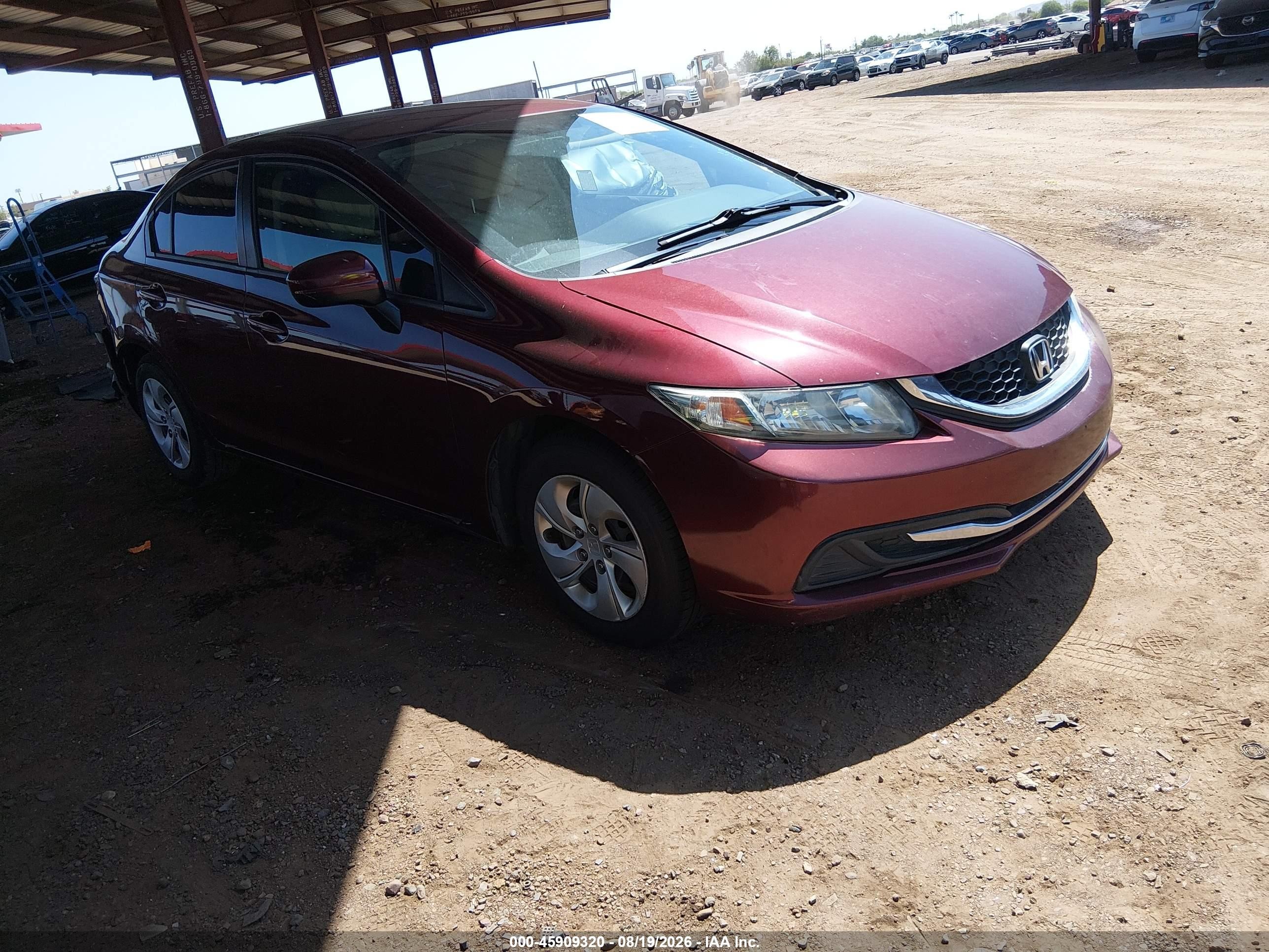 2015 Honda Civic Lx Red vin: 2HGFB2F56FH514346
