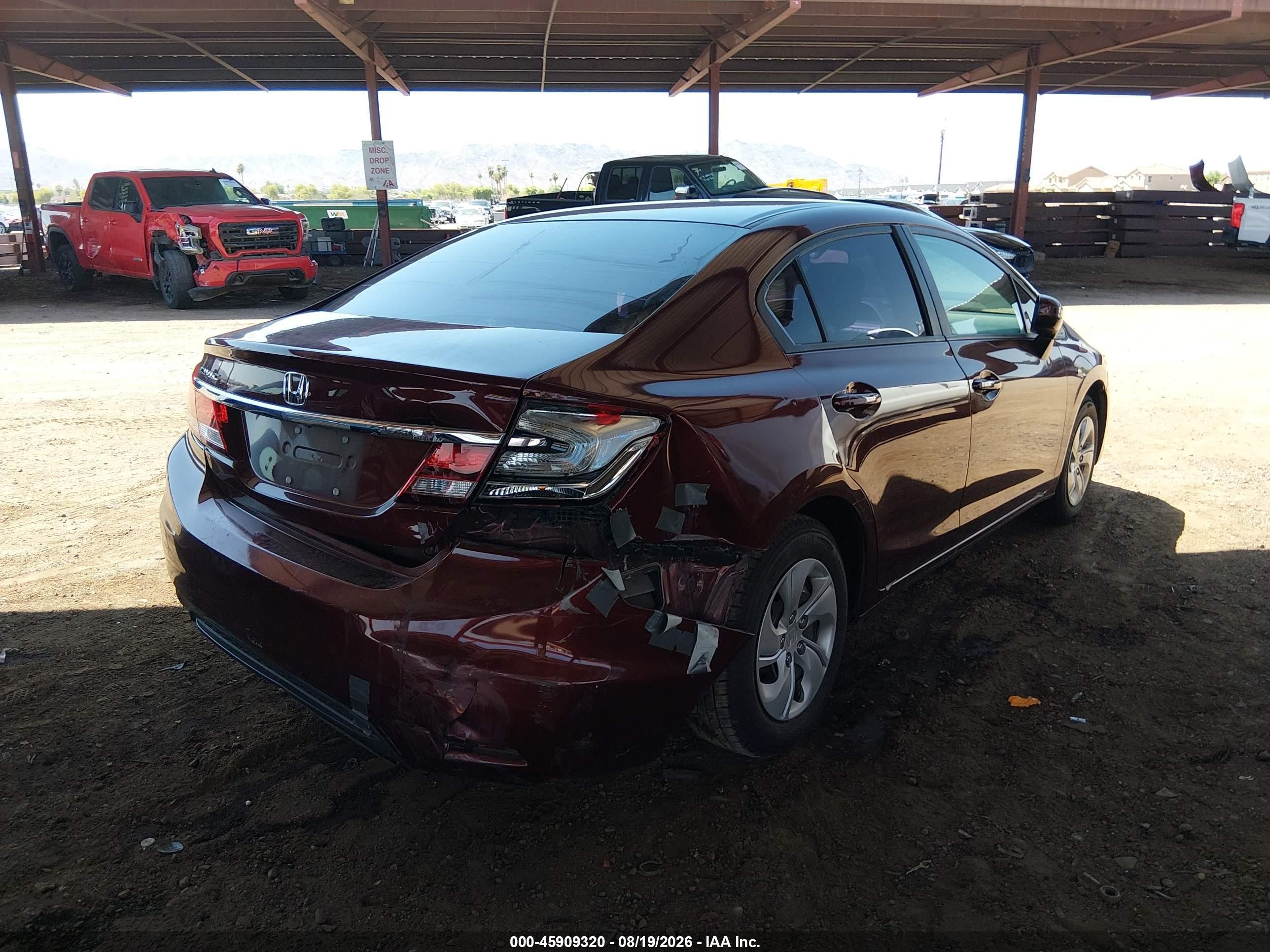 2015 Honda Civic Lx Red vin: 2HGFB2F56FH514346