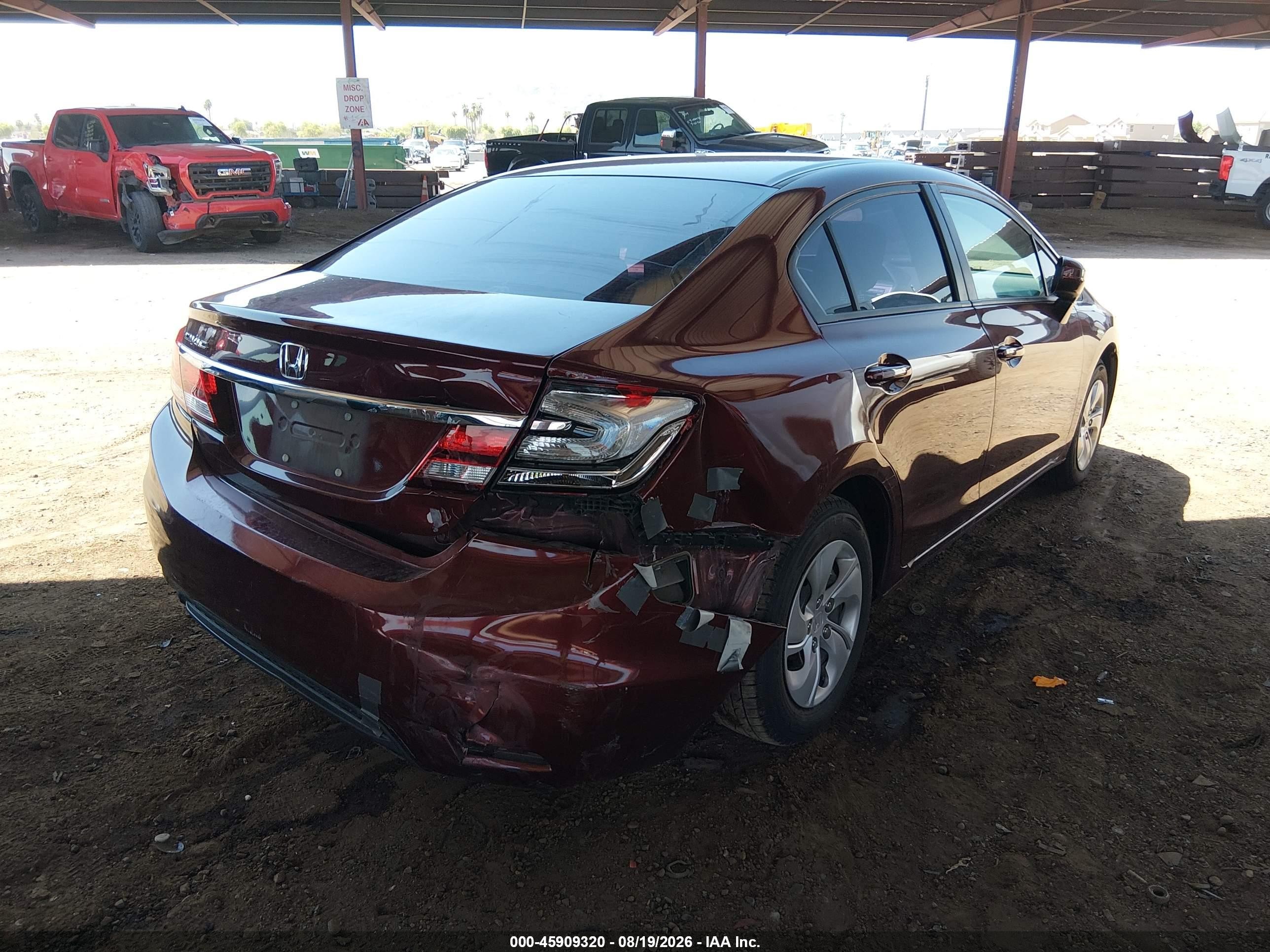 2015 Honda Civic Lx Red vin: 2HGFB2F56FH514346