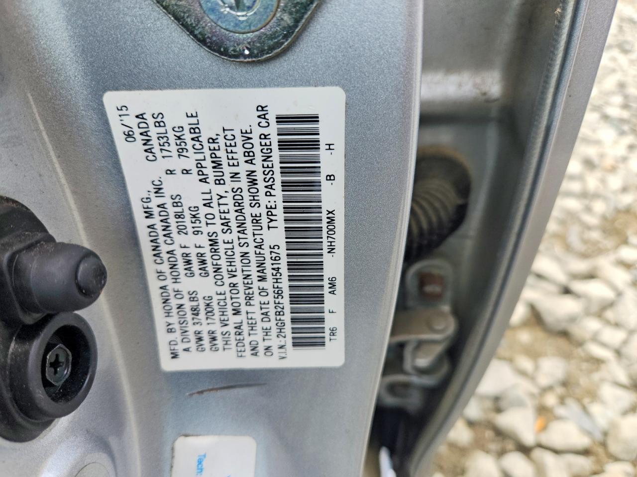 2015 Honda Civic Lx Silver vin: 2HGFB2F56FH541675