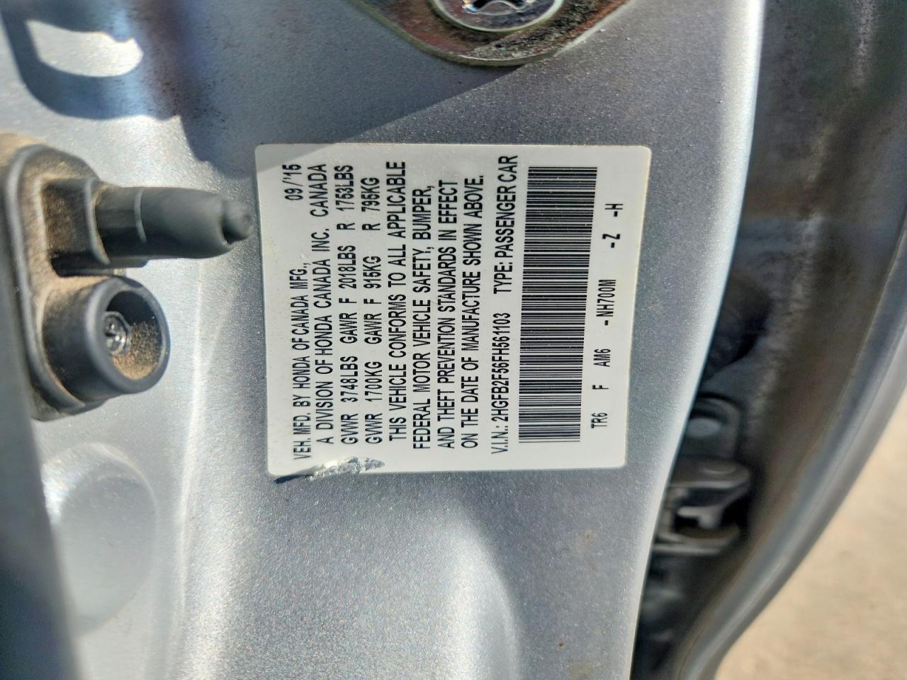 2015 Honda Civic Lx Silver vin: 2HGFB2F56FH561103