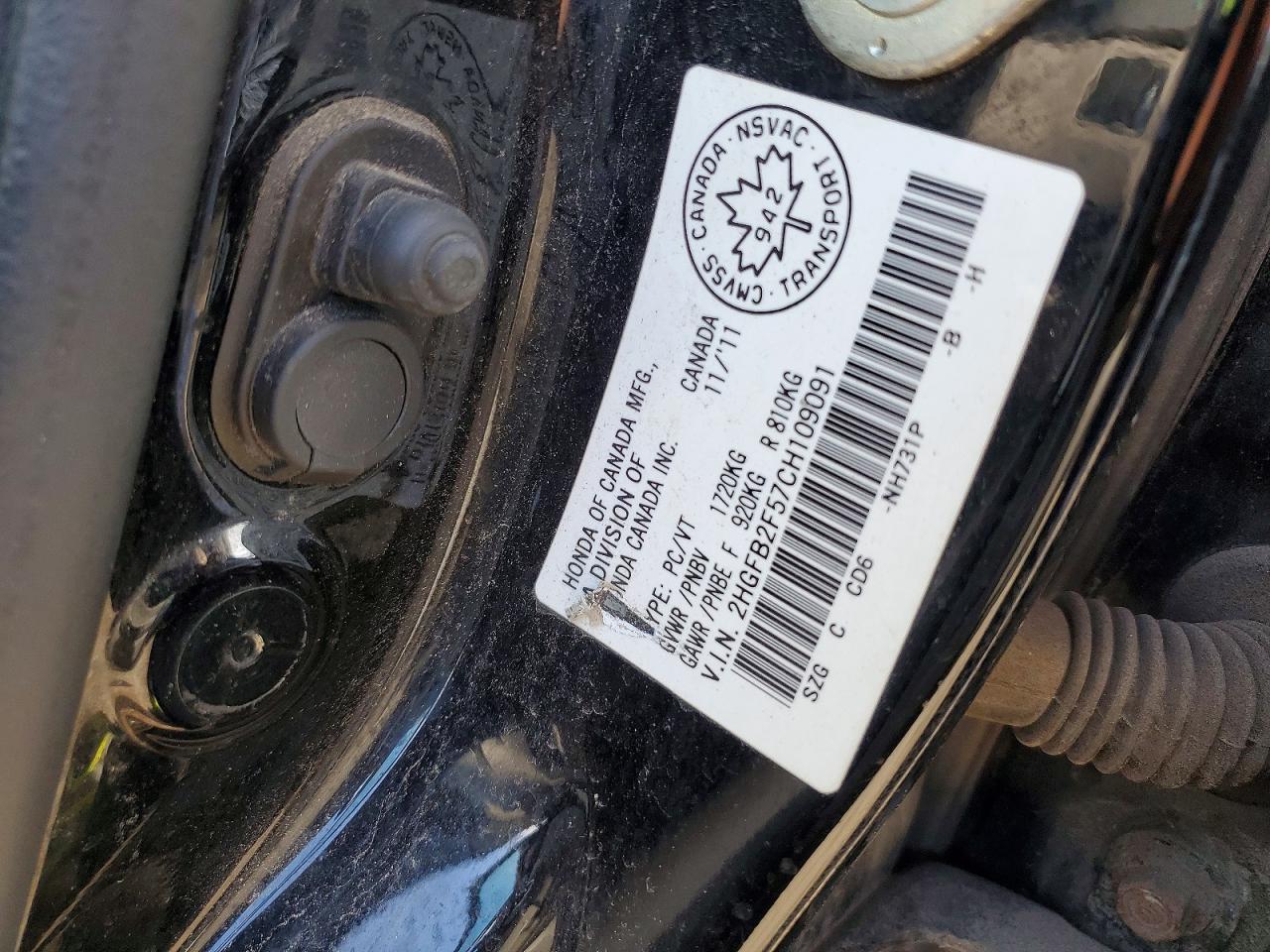 2012 Honda Civic Lx Черный vin: 2HGFB2F57CH109091