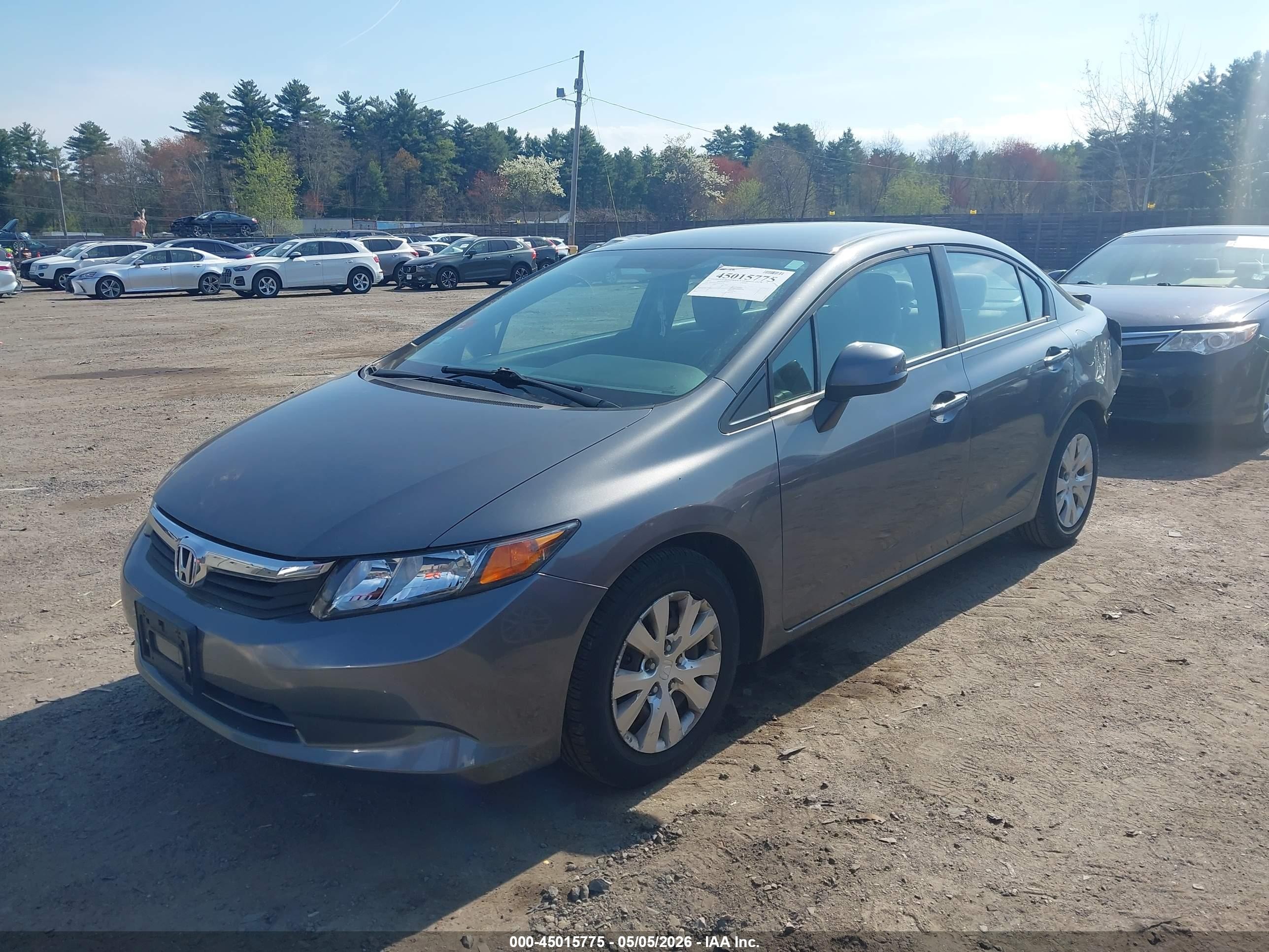 2012 Honda Civic Lx Gray vin: 2HGFB2F57CH315253
