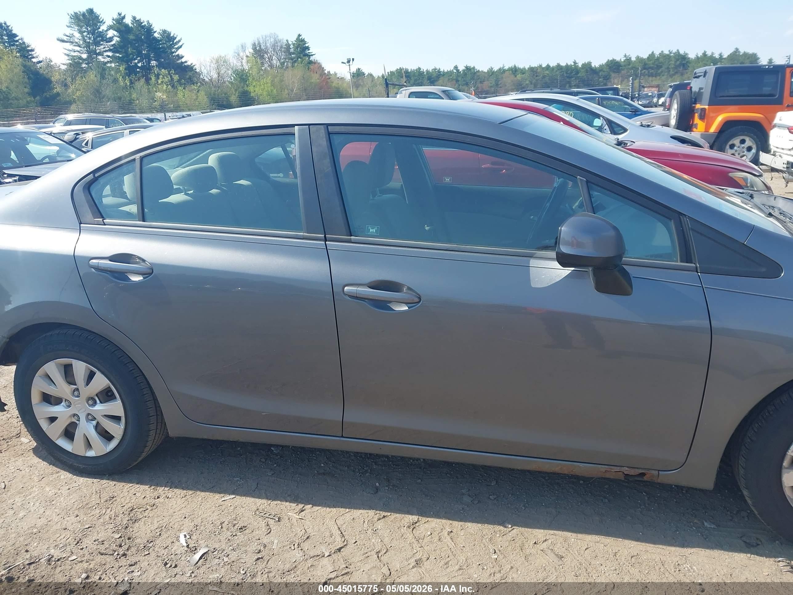 2012 Honda Civic Lx Gray vin: 2HGFB2F57CH315253