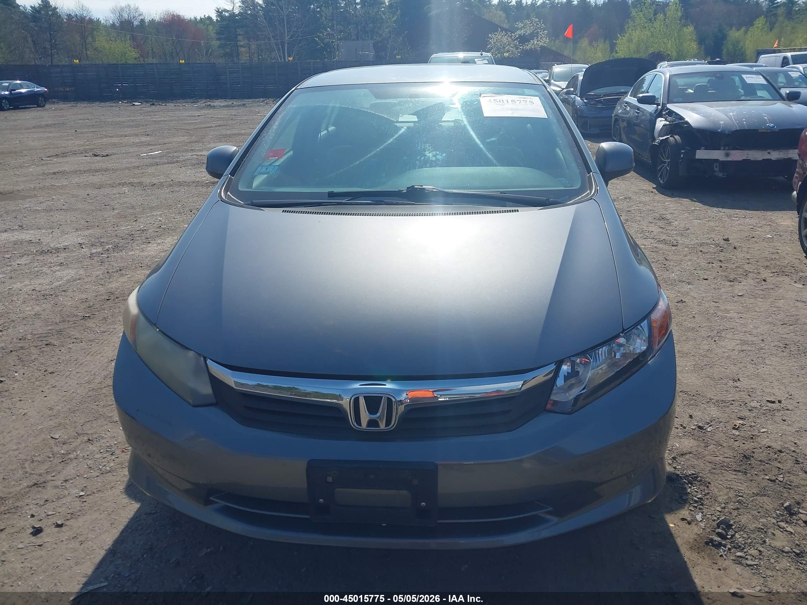 2012 Honda Civic Lx Gray vin: 2HGFB2F57CH315253