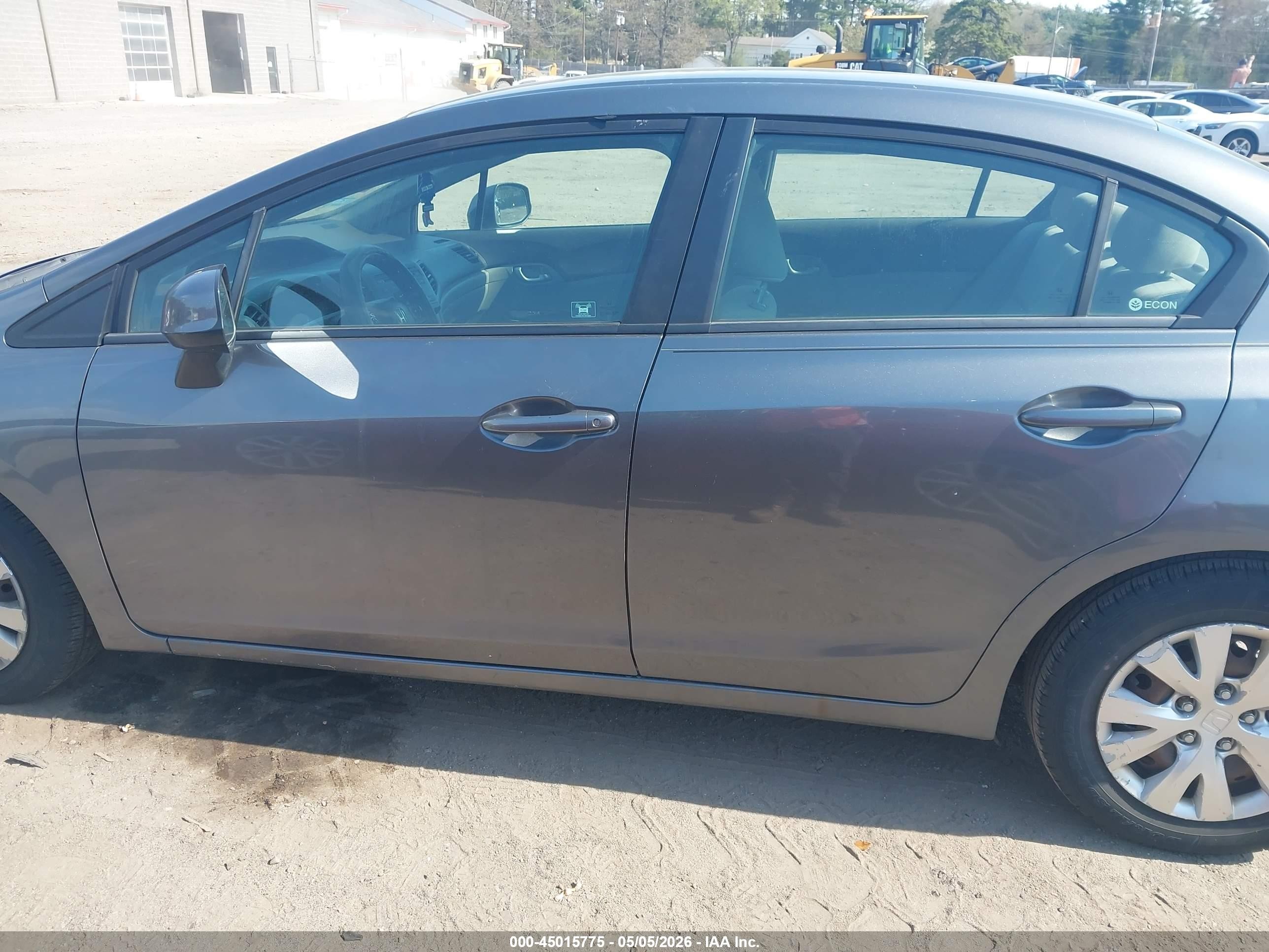 2012 Honda Civic Lx Gray vin: 2HGFB2F57CH315253