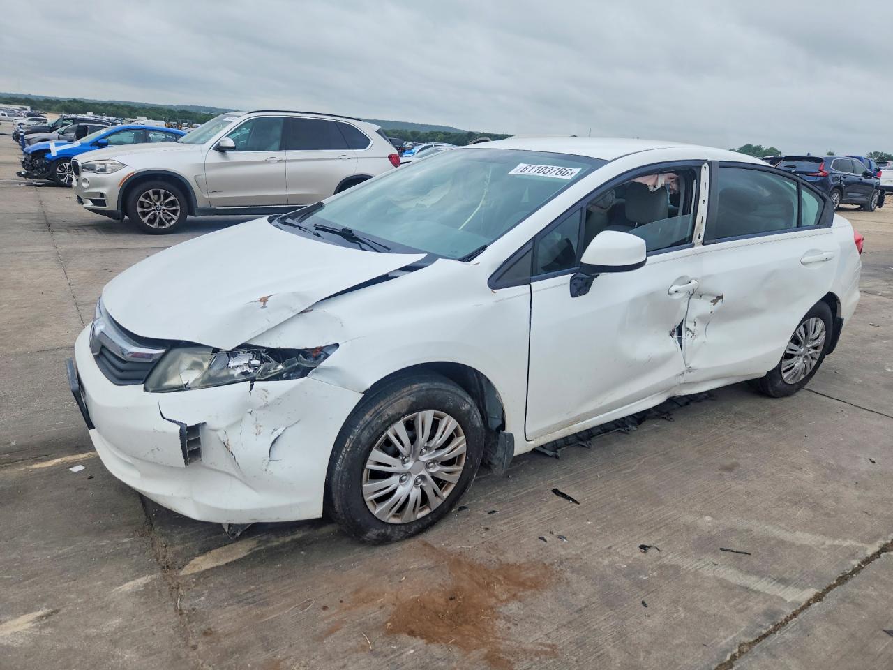 2012 Honda Civic Lx White vin: 2HGFB2F57CH317018