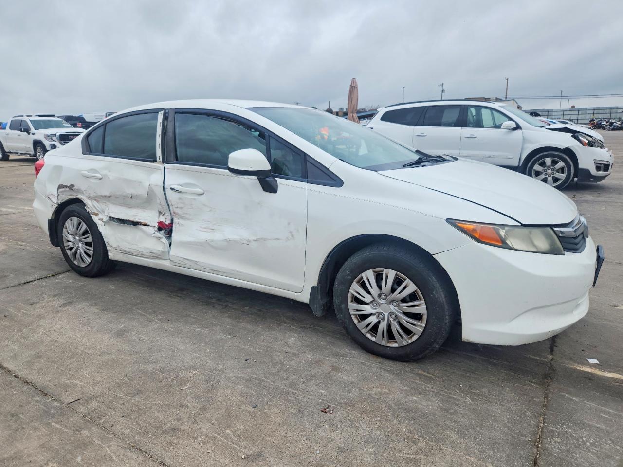 2012 Honda Civic Lx White vin: 2HGFB2F57CH317018