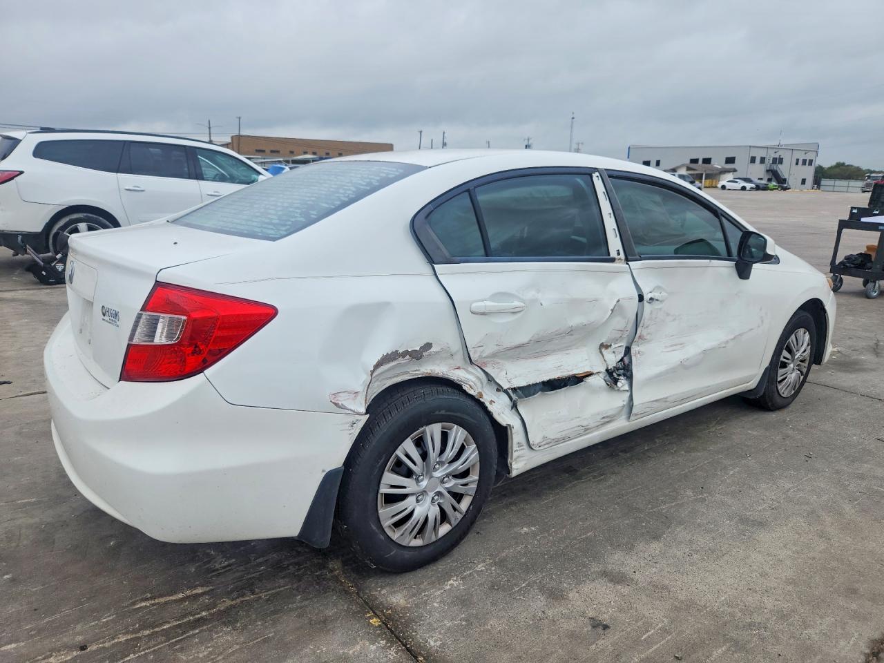 2012 Honda Civic Lx White vin: 2HGFB2F57CH317018