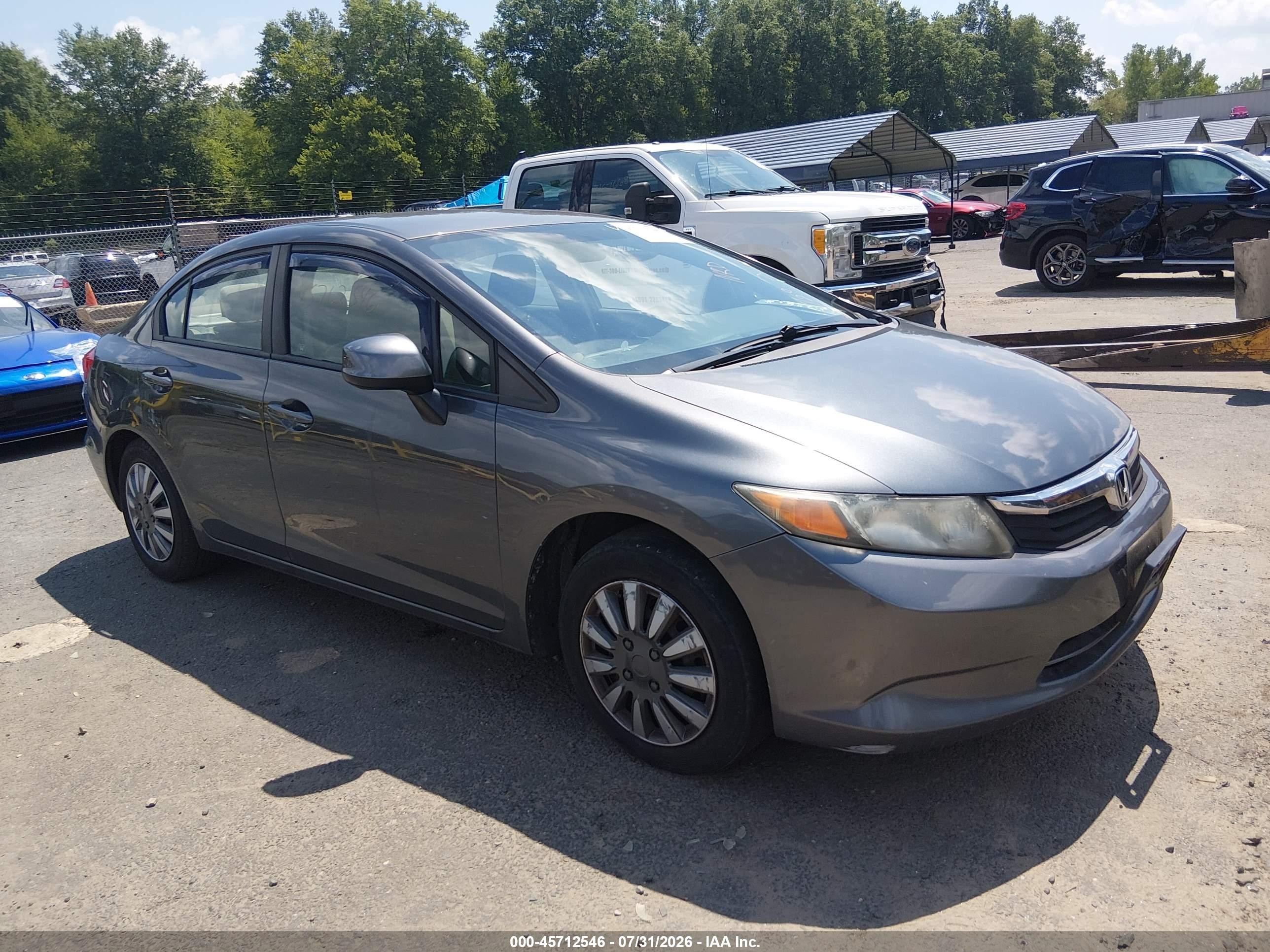 2012 Honda Civic Lx Gray vin: 2HGFB2F57CH332148