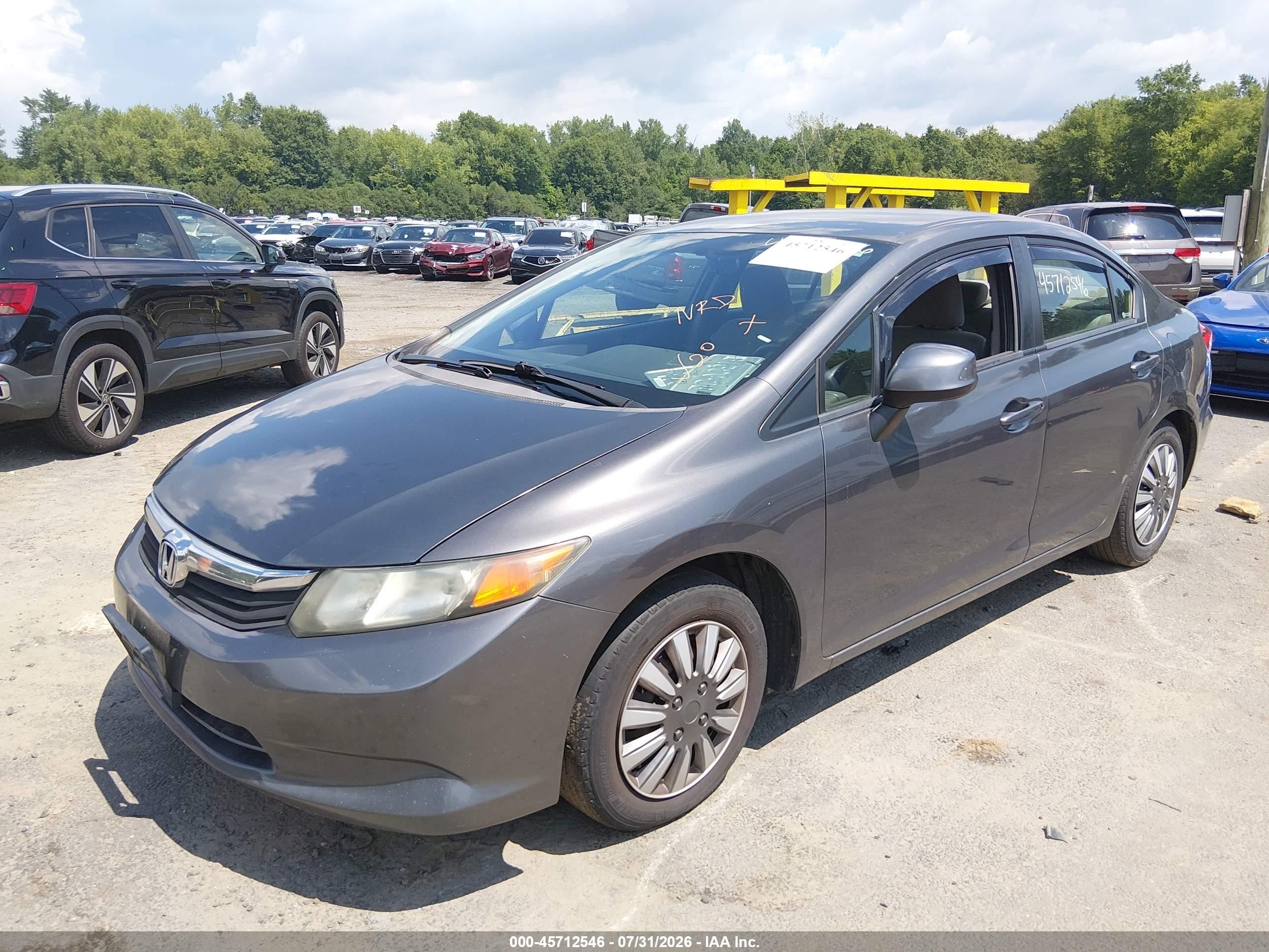 2012 Honda Civic Lx Gray vin: 2HGFB2F57CH332148