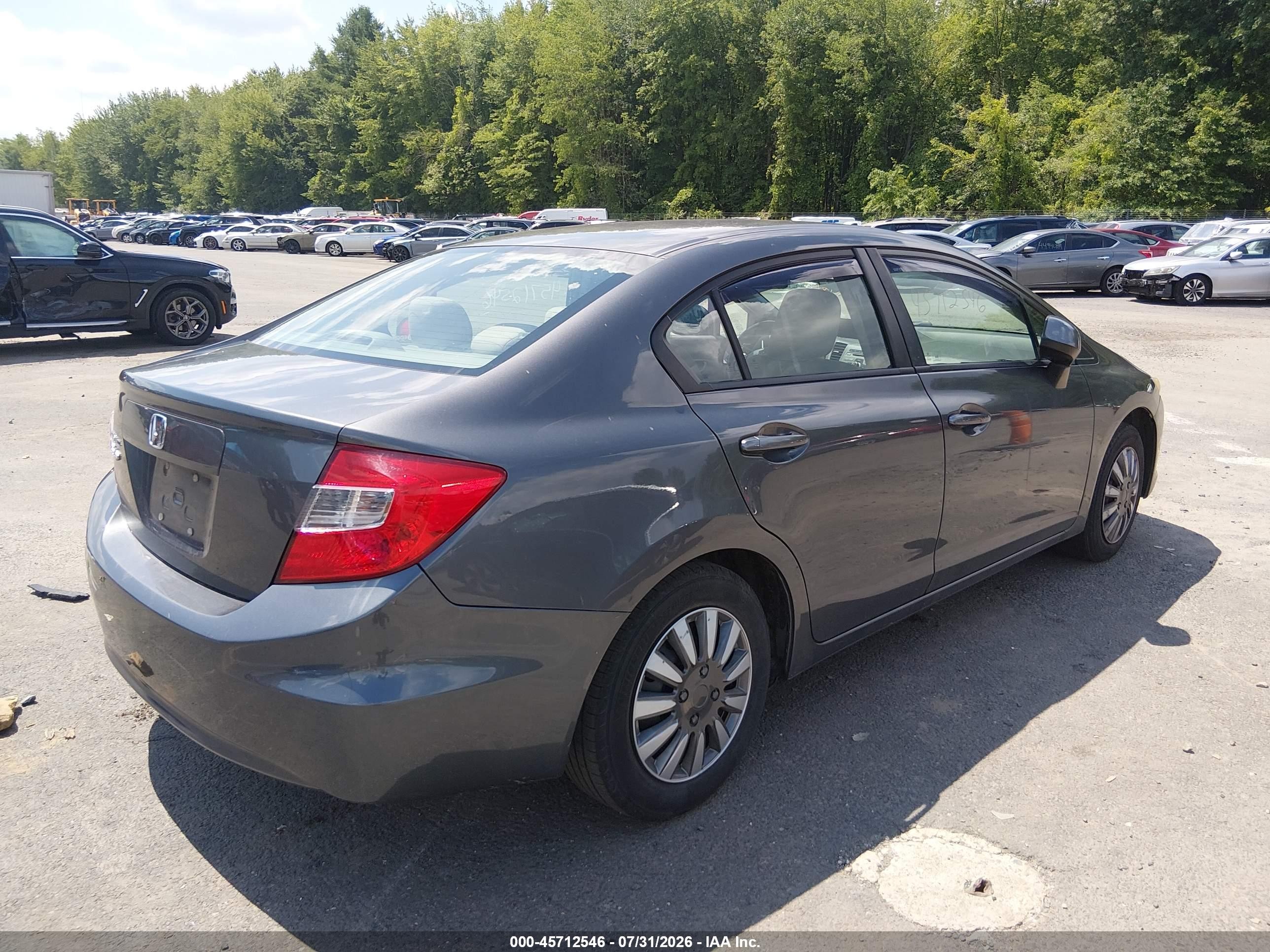 2012 Honda Civic Lx Gray vin: 2HGFB2F57CH332148