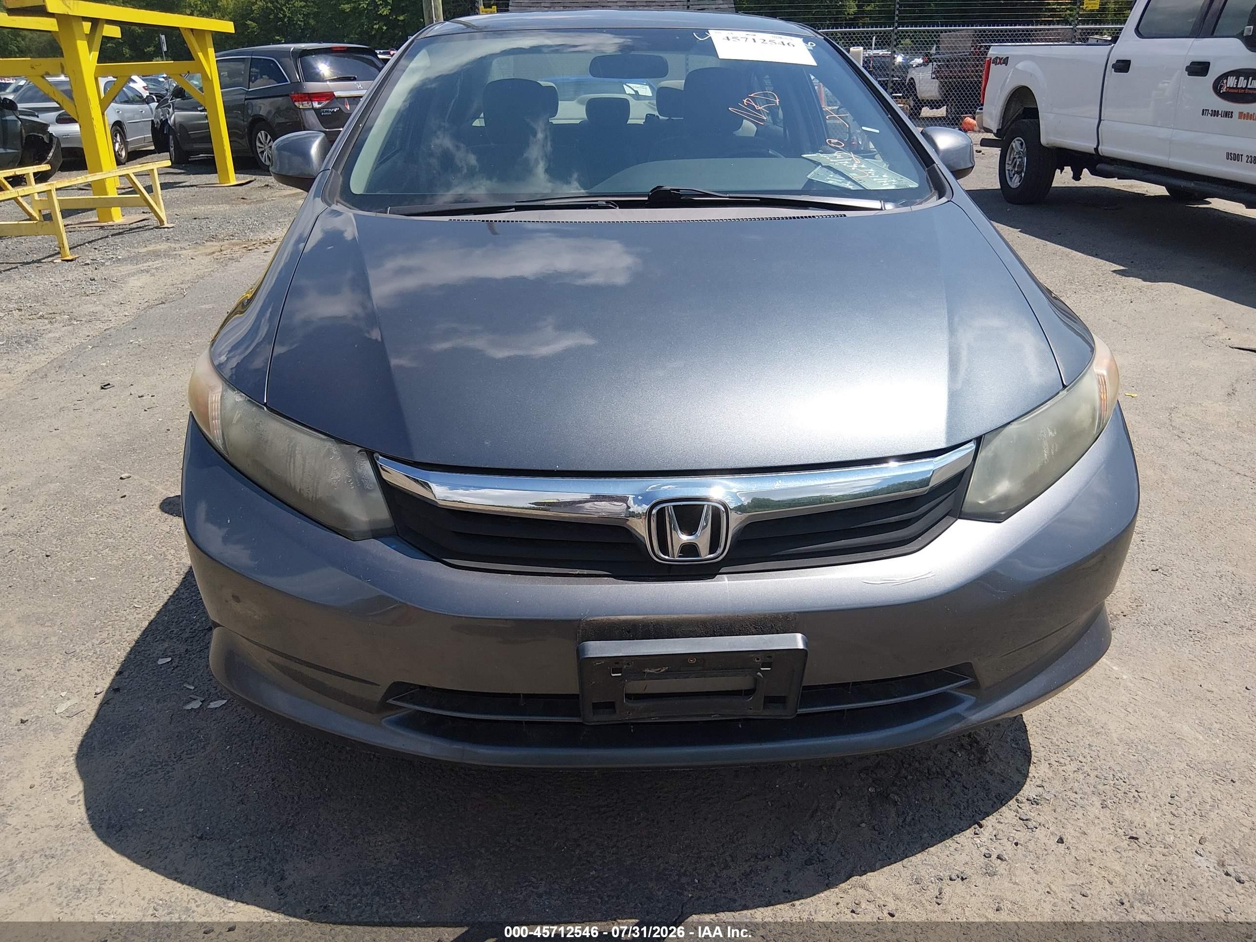 2012 Honda Civic Lx Gray vin: 2HGFB2F57CH332148