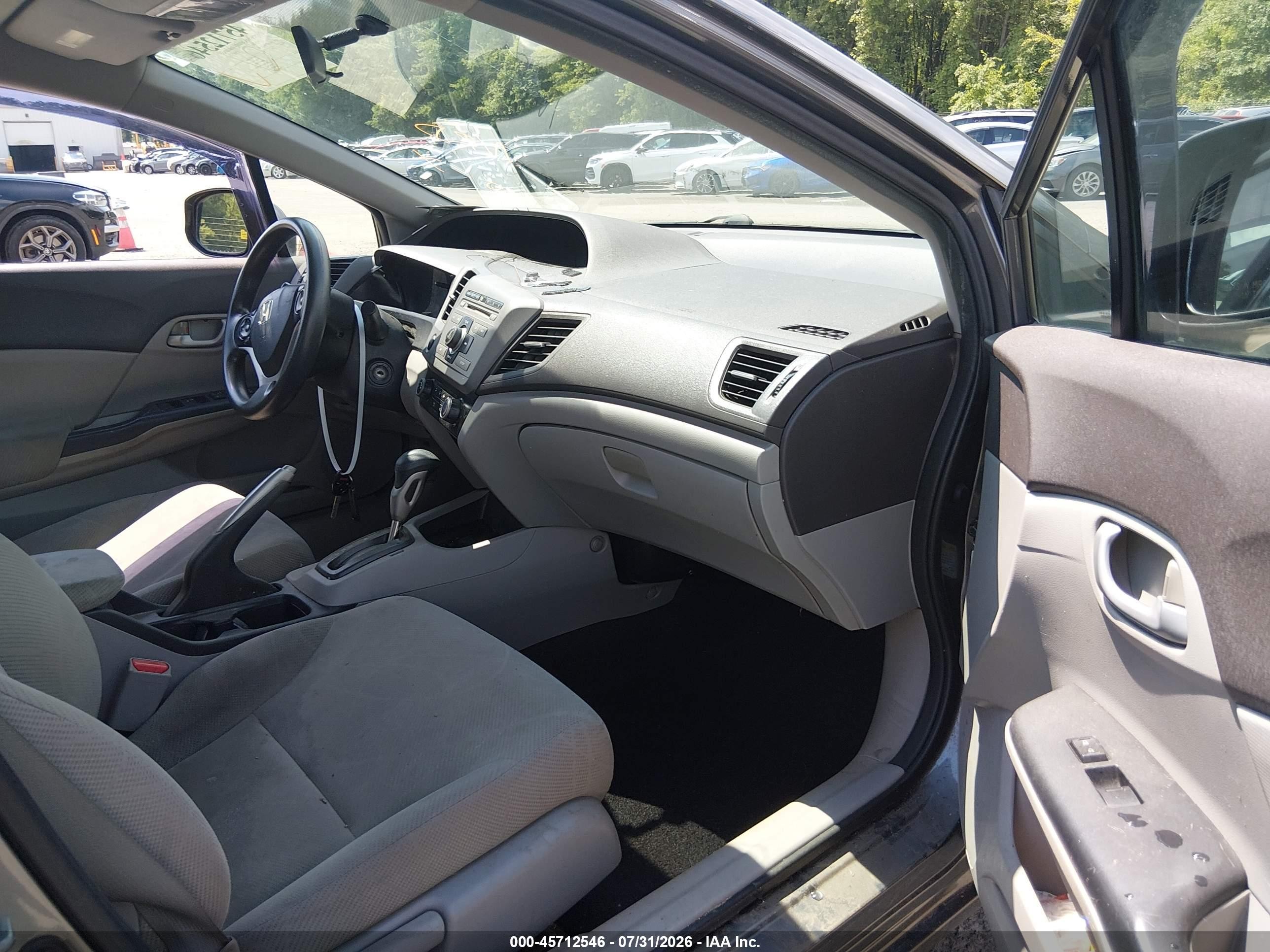 2012 Honda Civic Lx Gray vin: 2HGFB2F57CH332148