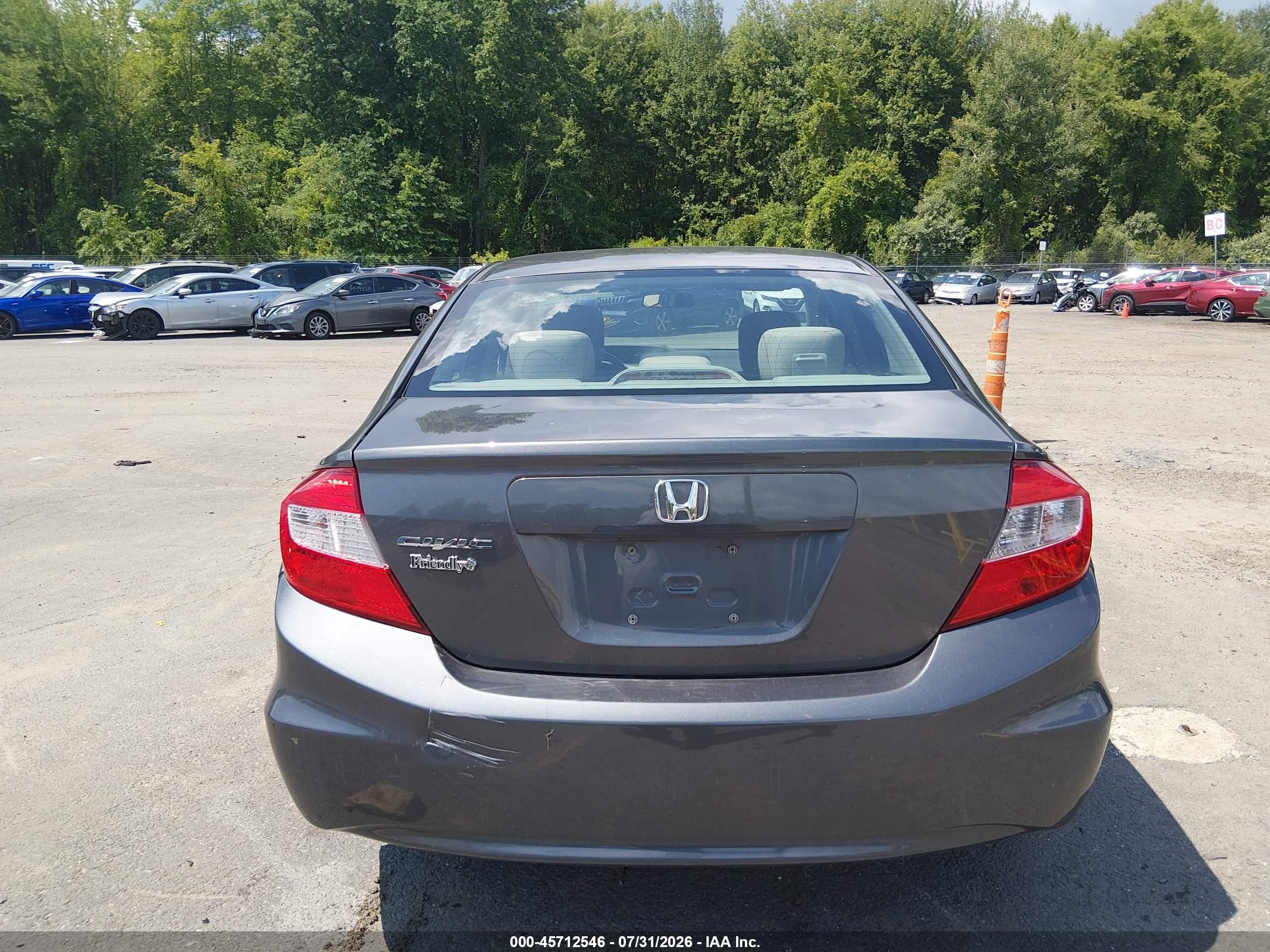 2012 Honda Civic Lx Gray vin: 2HGFB2F57CH332148